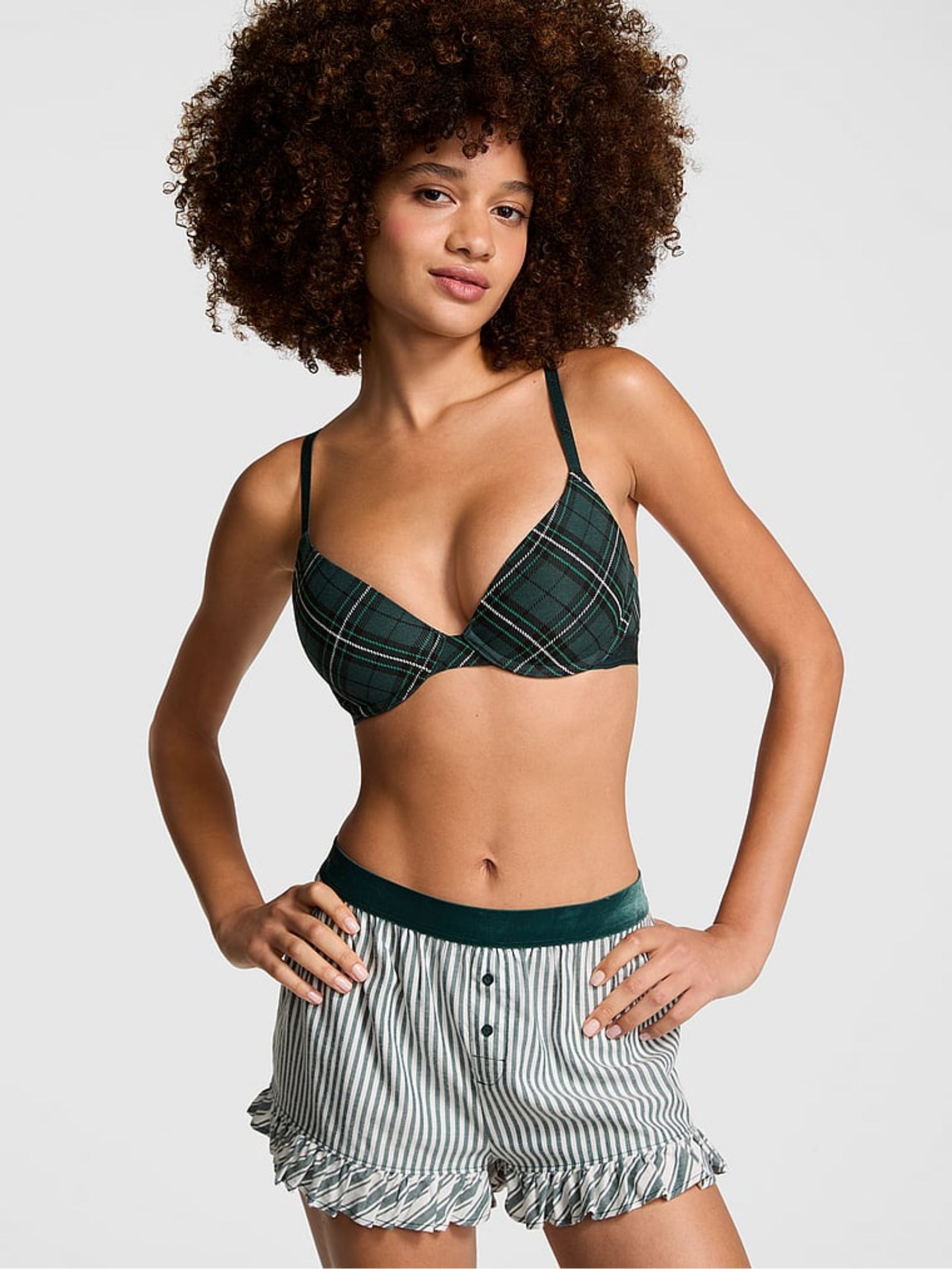 Deep Forest Green Stripe Short Pyjama Bottoms - Image 1 of 3