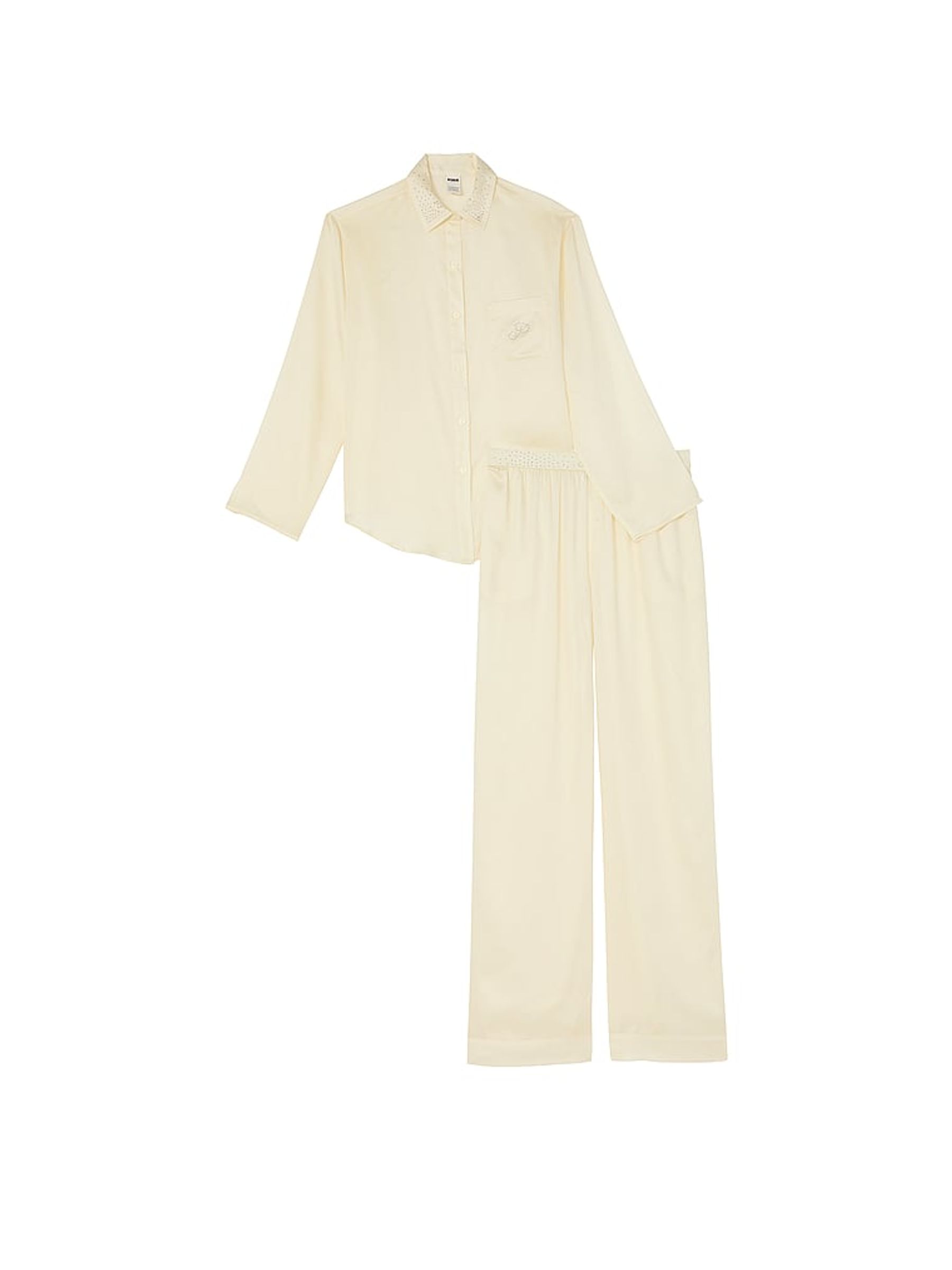 Creamer White Diamante Long Pyjama Set - Image 3 of 3