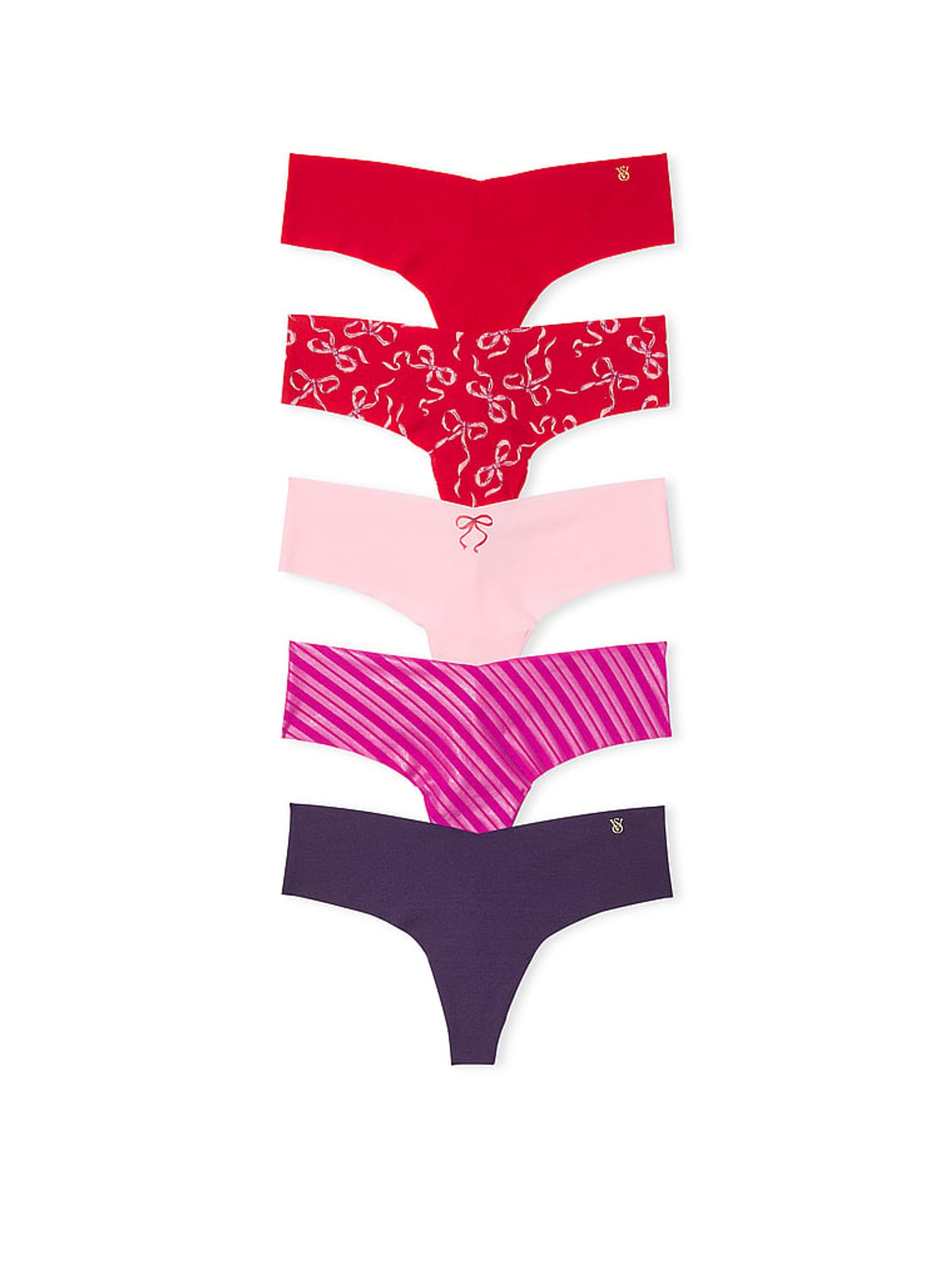 Red/Pink/Purple Thong 5 Pack Knickers - Image 1 of 3