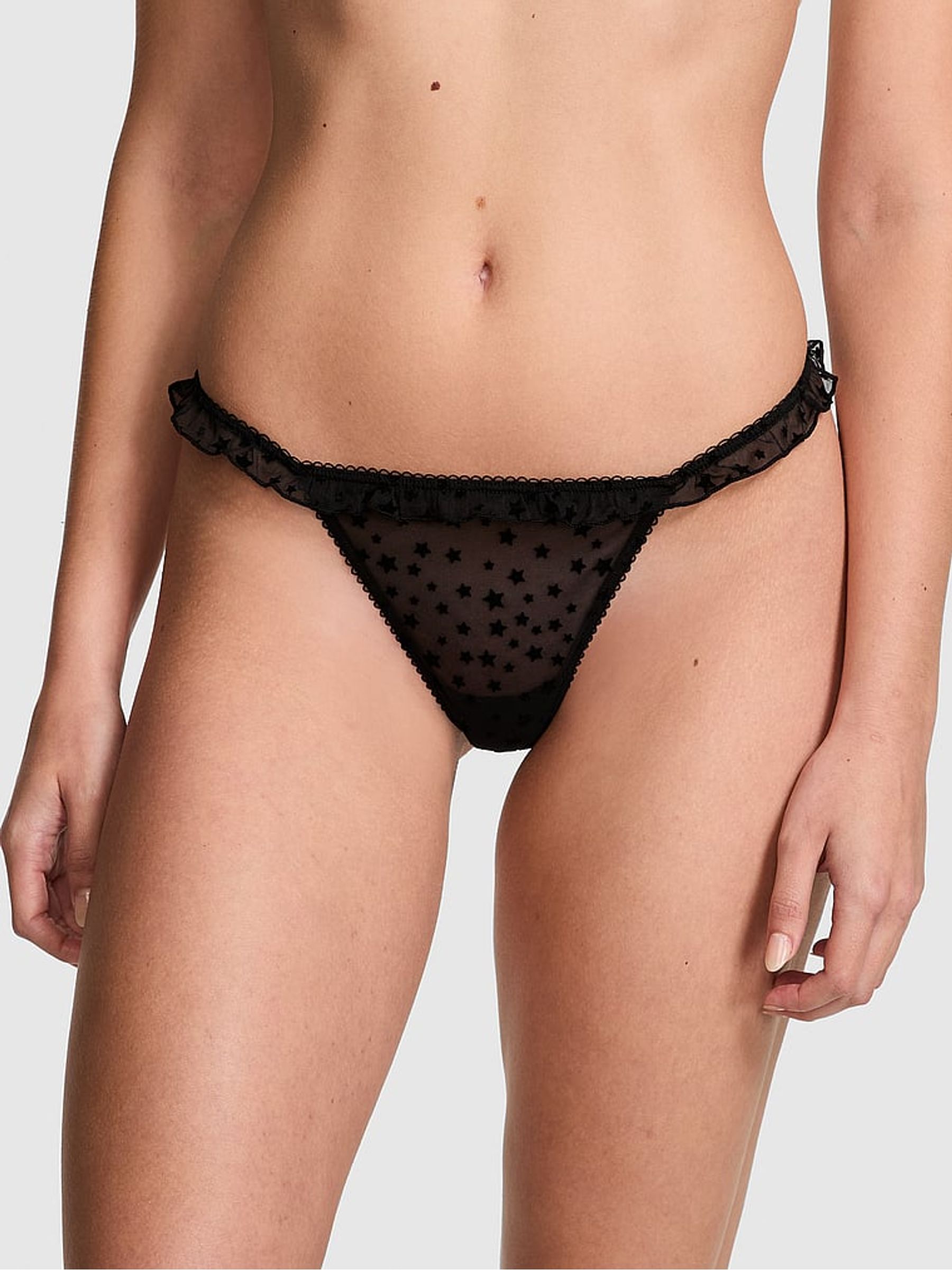 Black G String Star Chaser Lace Knickers - Image 1 of 3