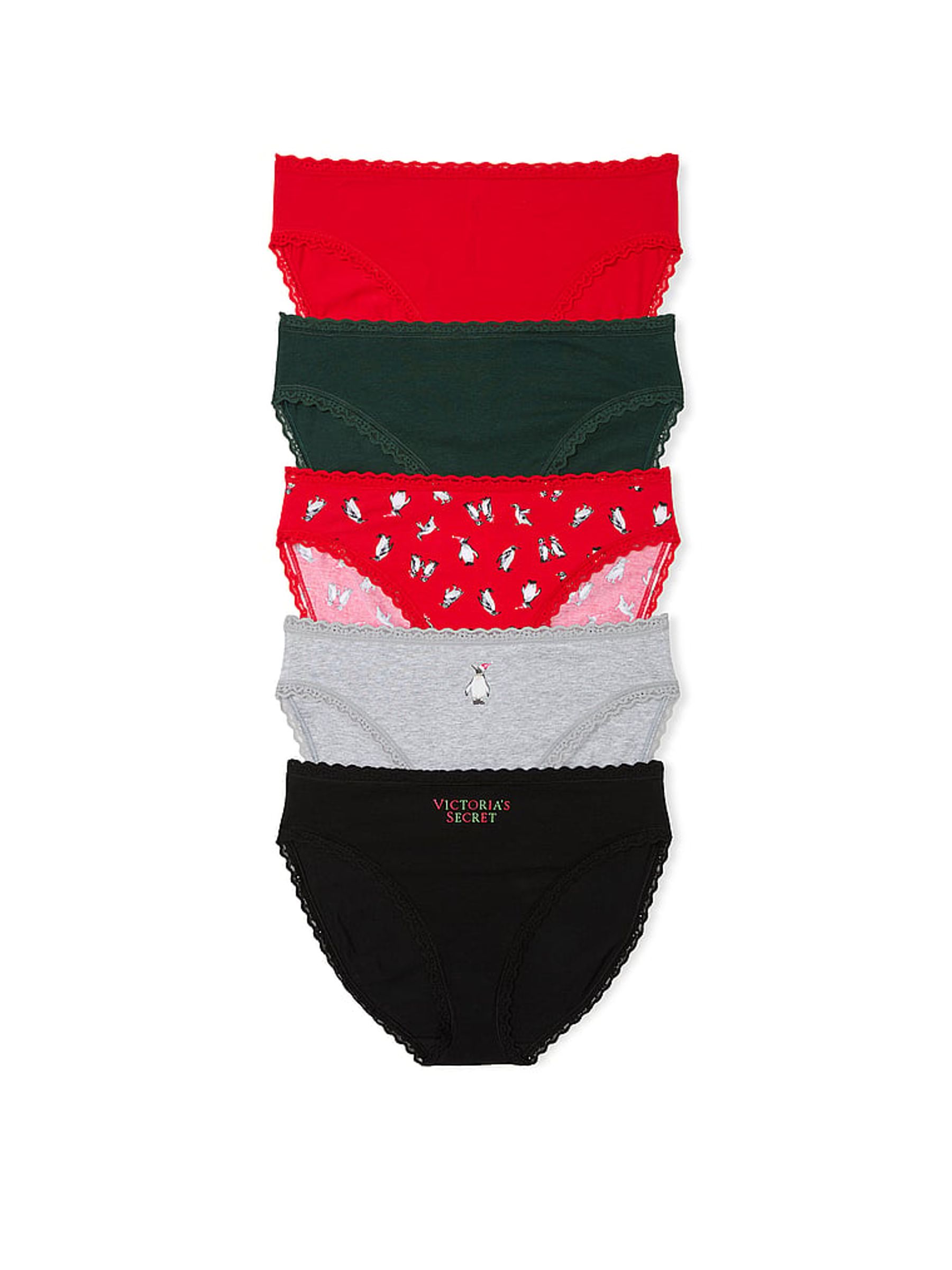 Black/Grey/Red/Green Brief Logo 5 Pack Knickers - Image 1 of 1