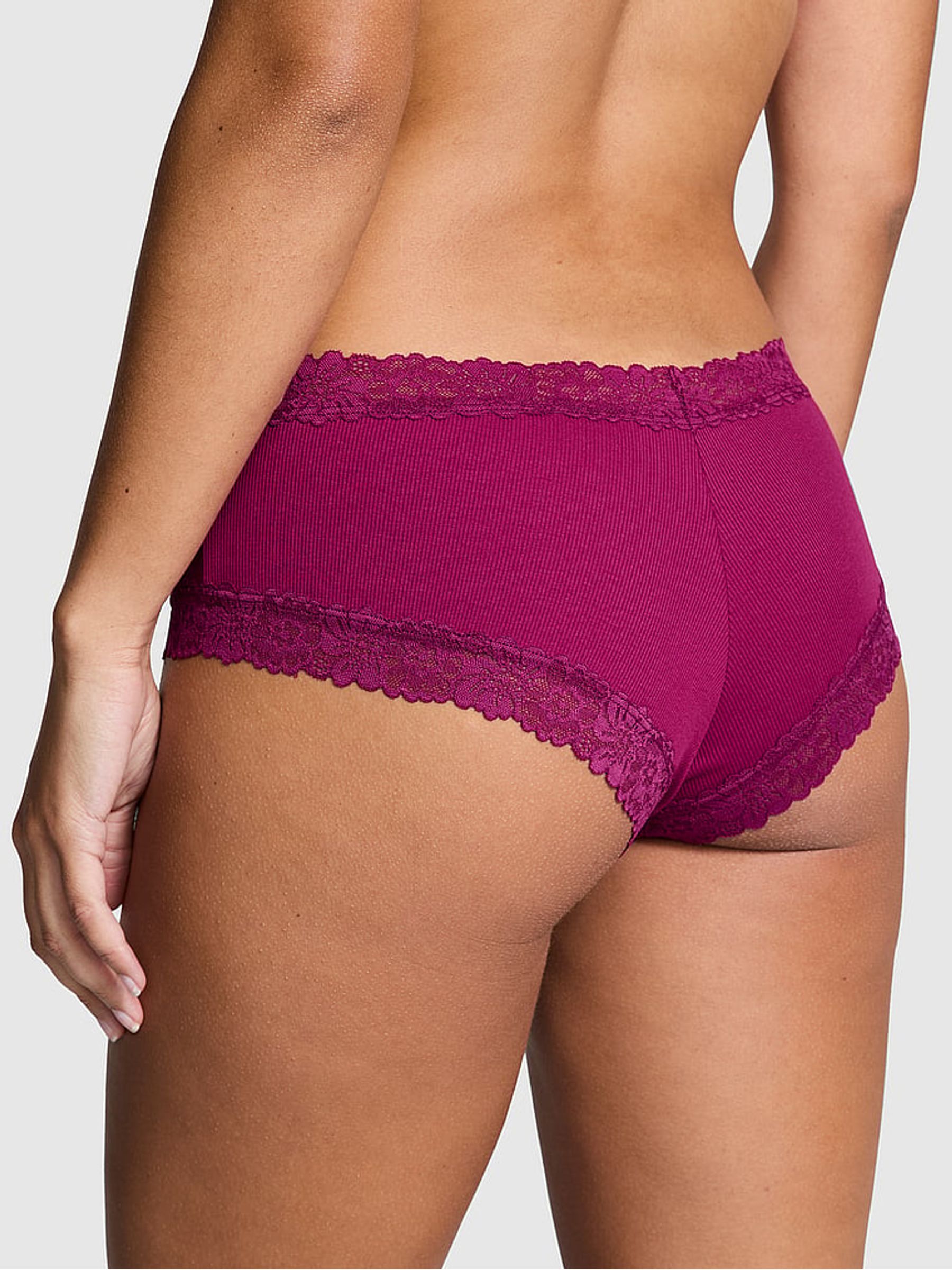Thriller Purple Lace Trim Rib Cheeky Knickers - Image 2 of 3