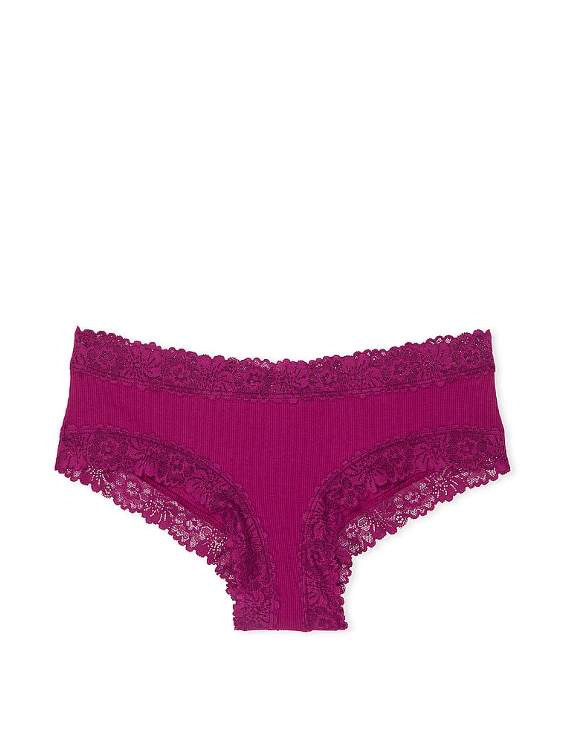 Thriller Purple Lace Trim Rib Cheeky Knickers - Image 3 of 3