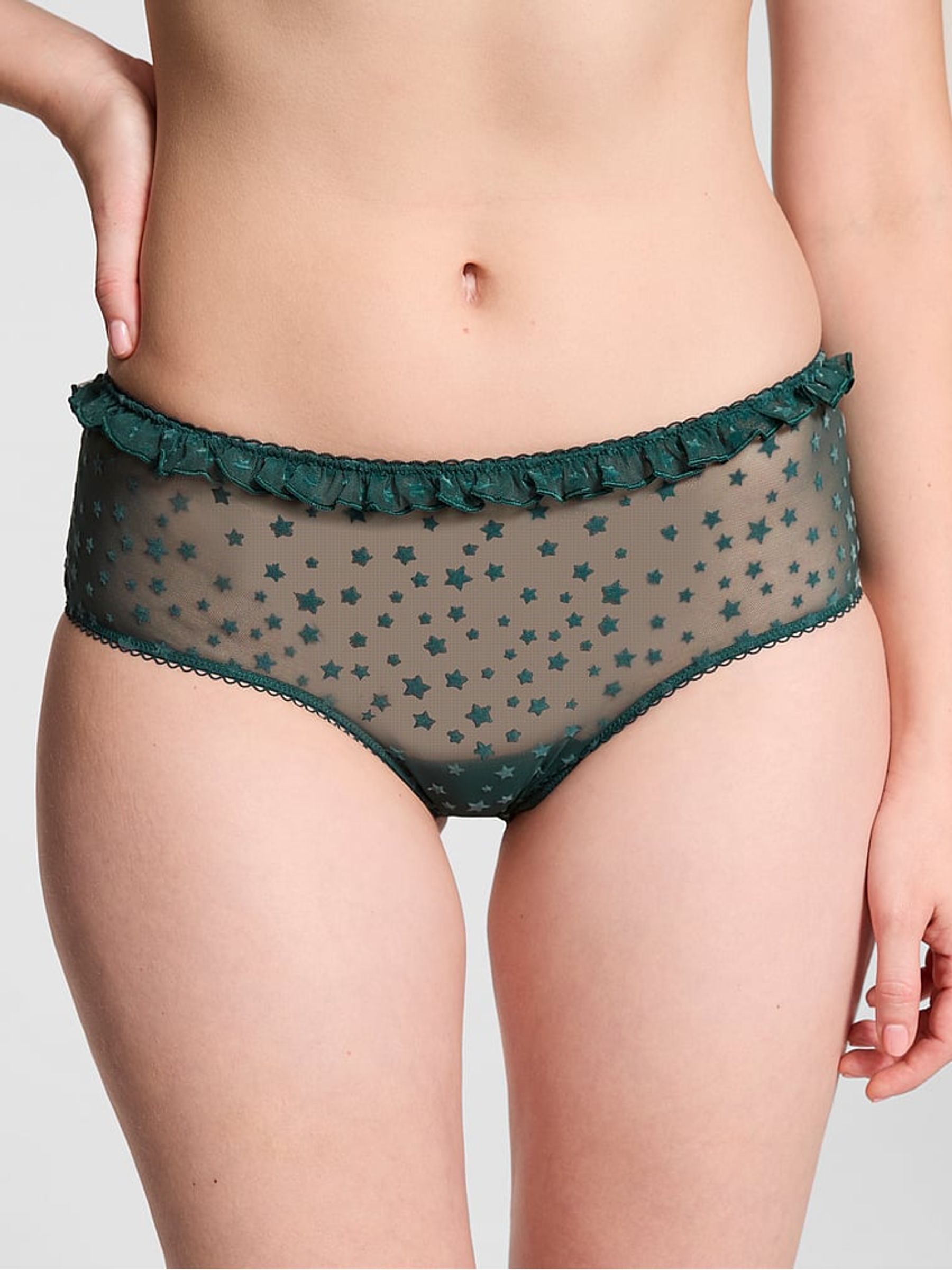 Deep Forest Green Cheeky Star Chaser Lace Knickers - Image 1 of 3