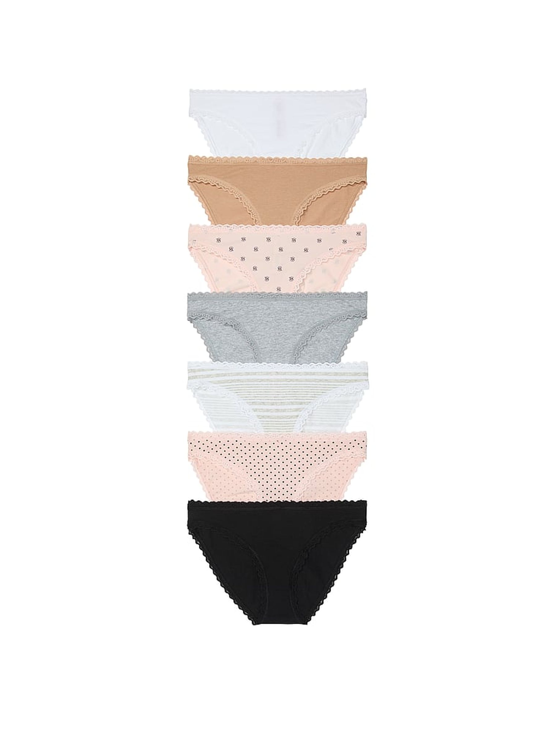 White/Nude/Pink/Black/Grey Bikini Logo 7 Pack Knickers - Image 1 of 1