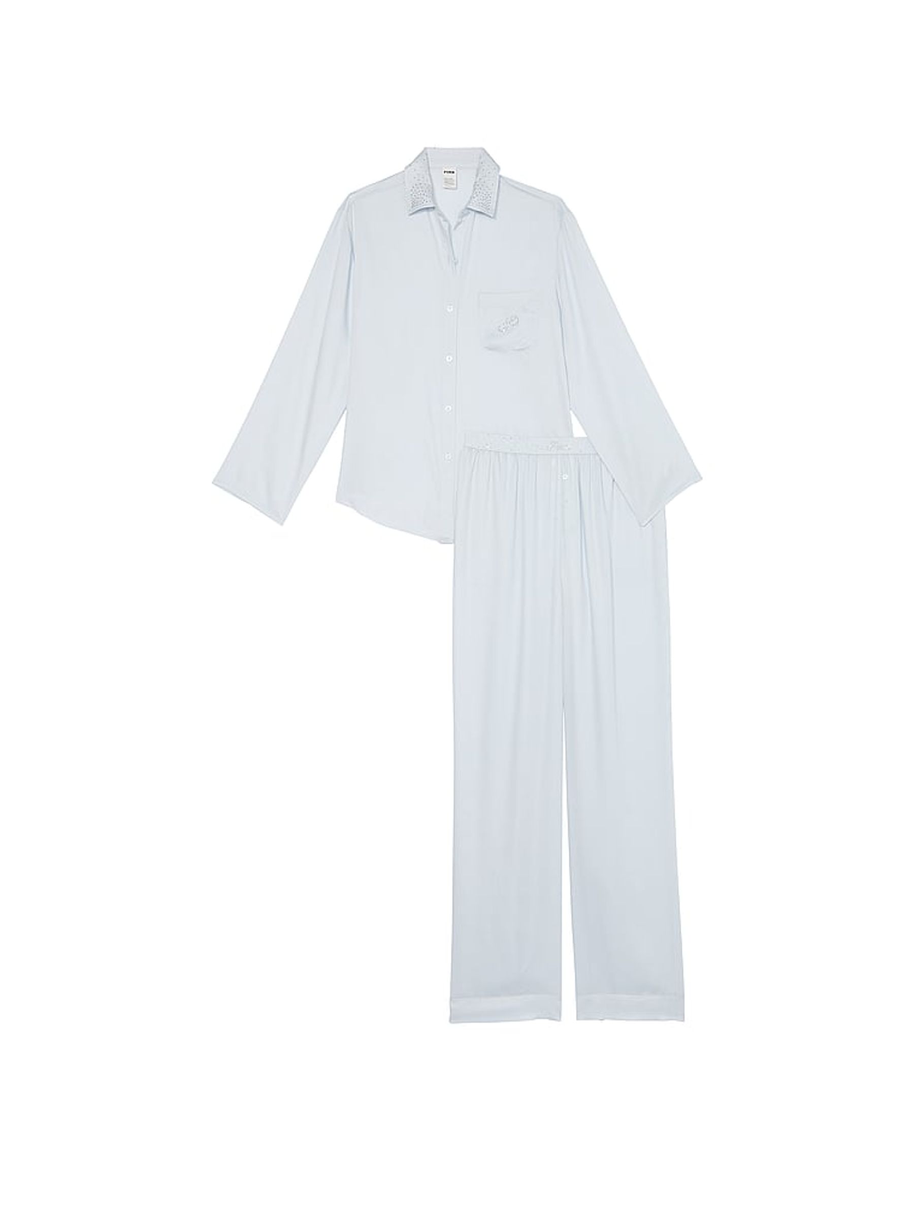 Hydrangea Blue Diamante Long Pyjama Set - Image 3 of 3