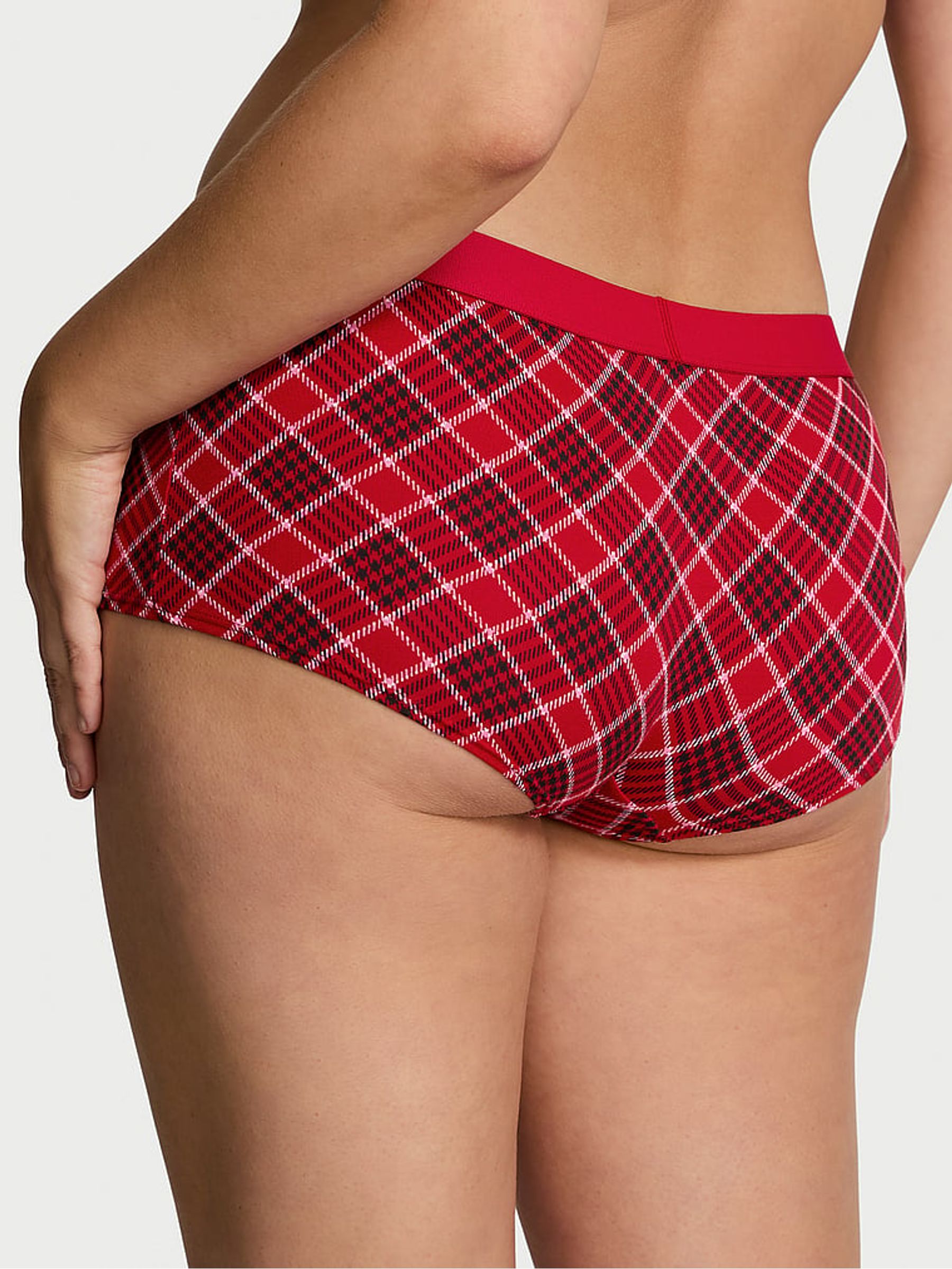 Red Plaid Short Logo Shine Patch Knickers - Image 2 of 3
