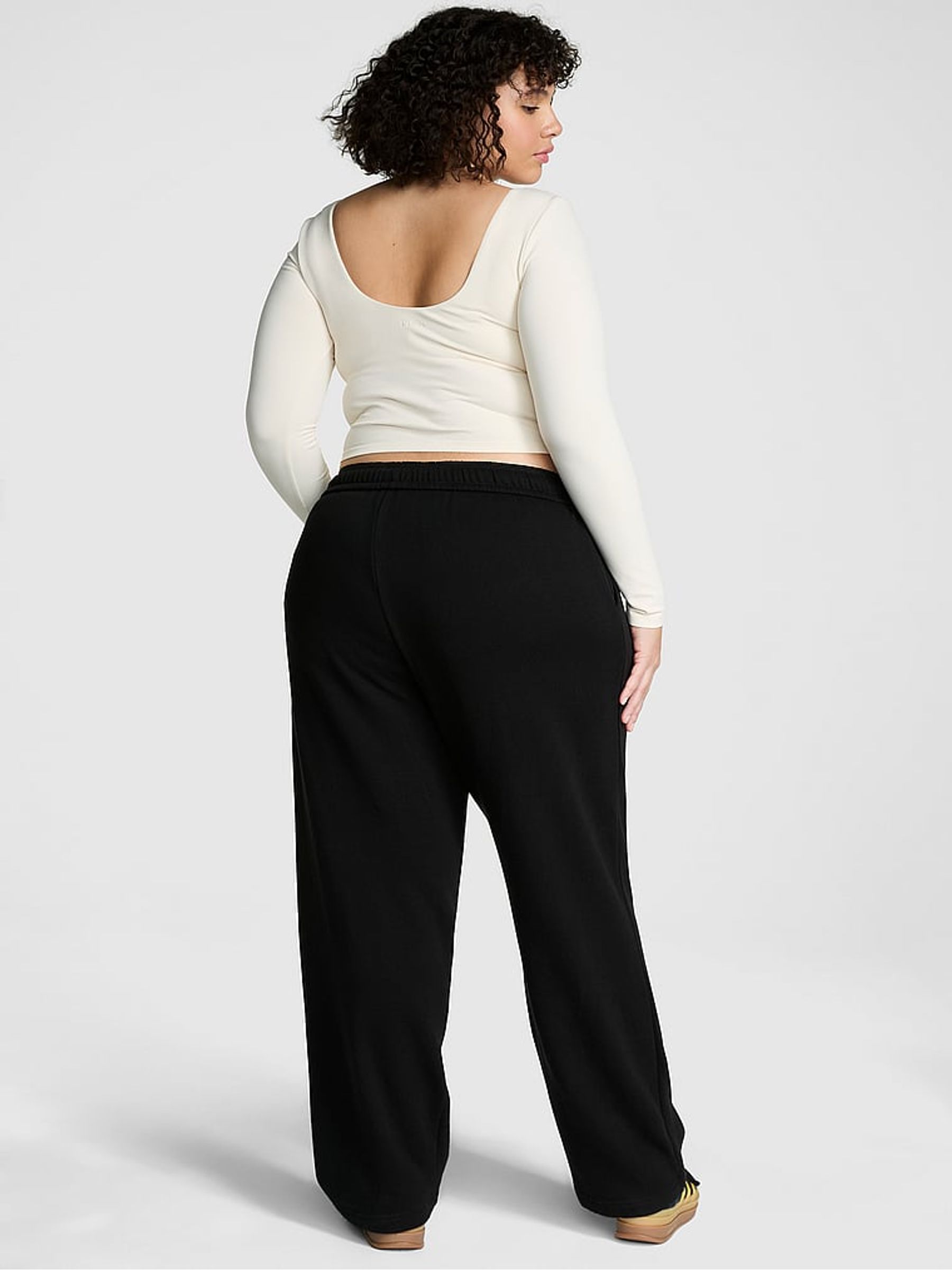 Black Straight Leg Fleece Joggers - Image 2 of 5
