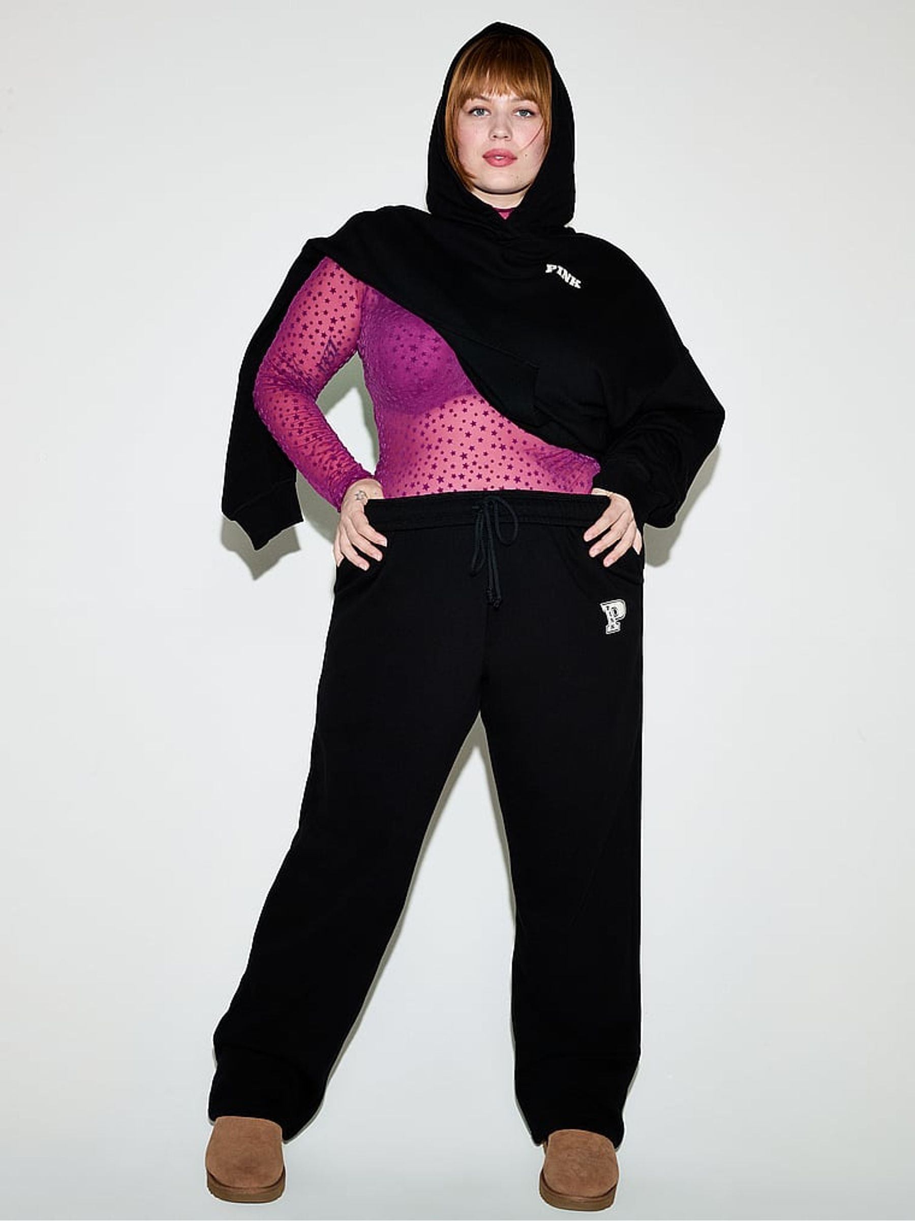 Black Straight Leg Fleece Joggers - Image 3 of 5
