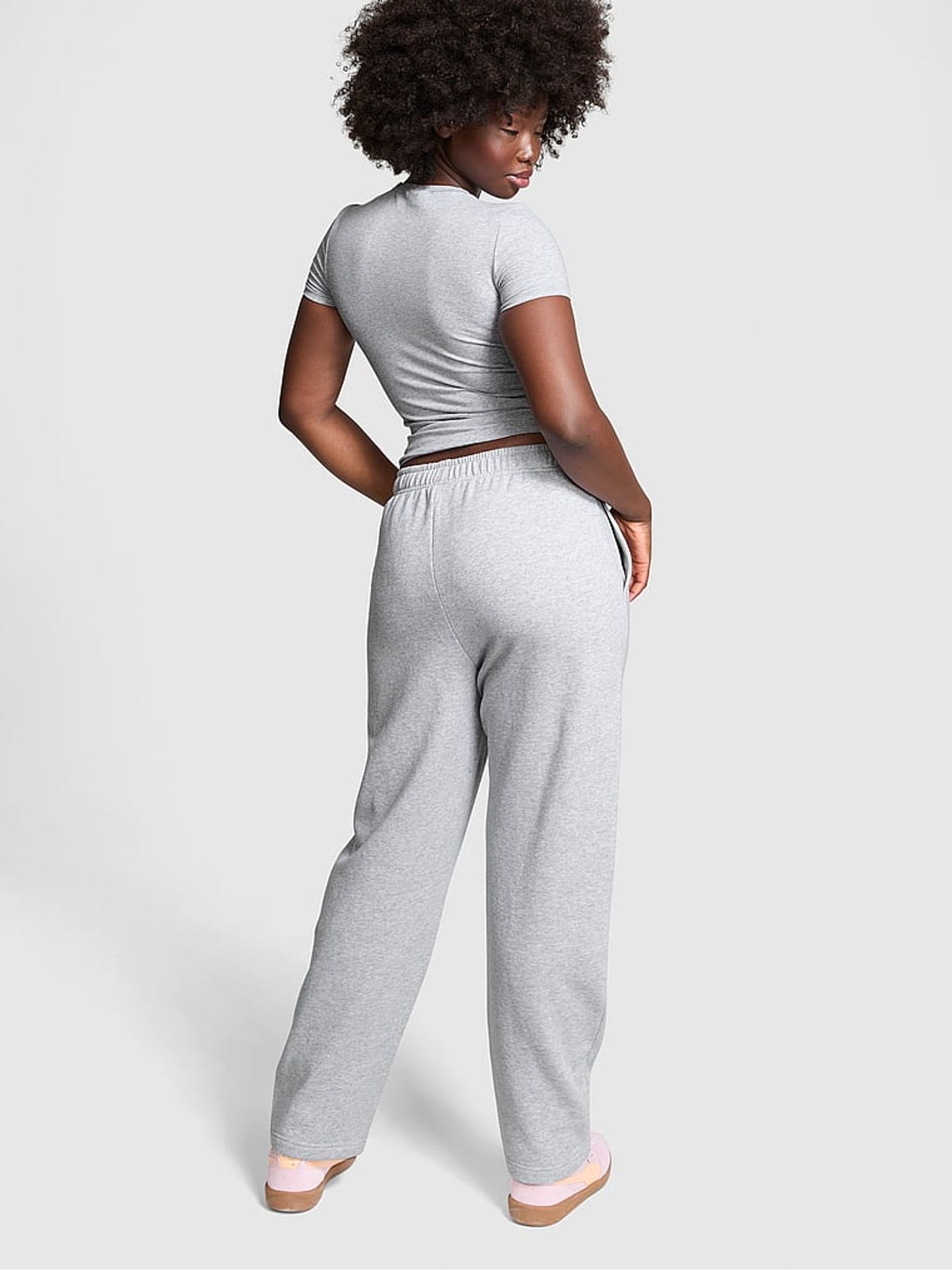 Medium Heather Grey Straight Leg Fleece Joggers - Image 2 of 4