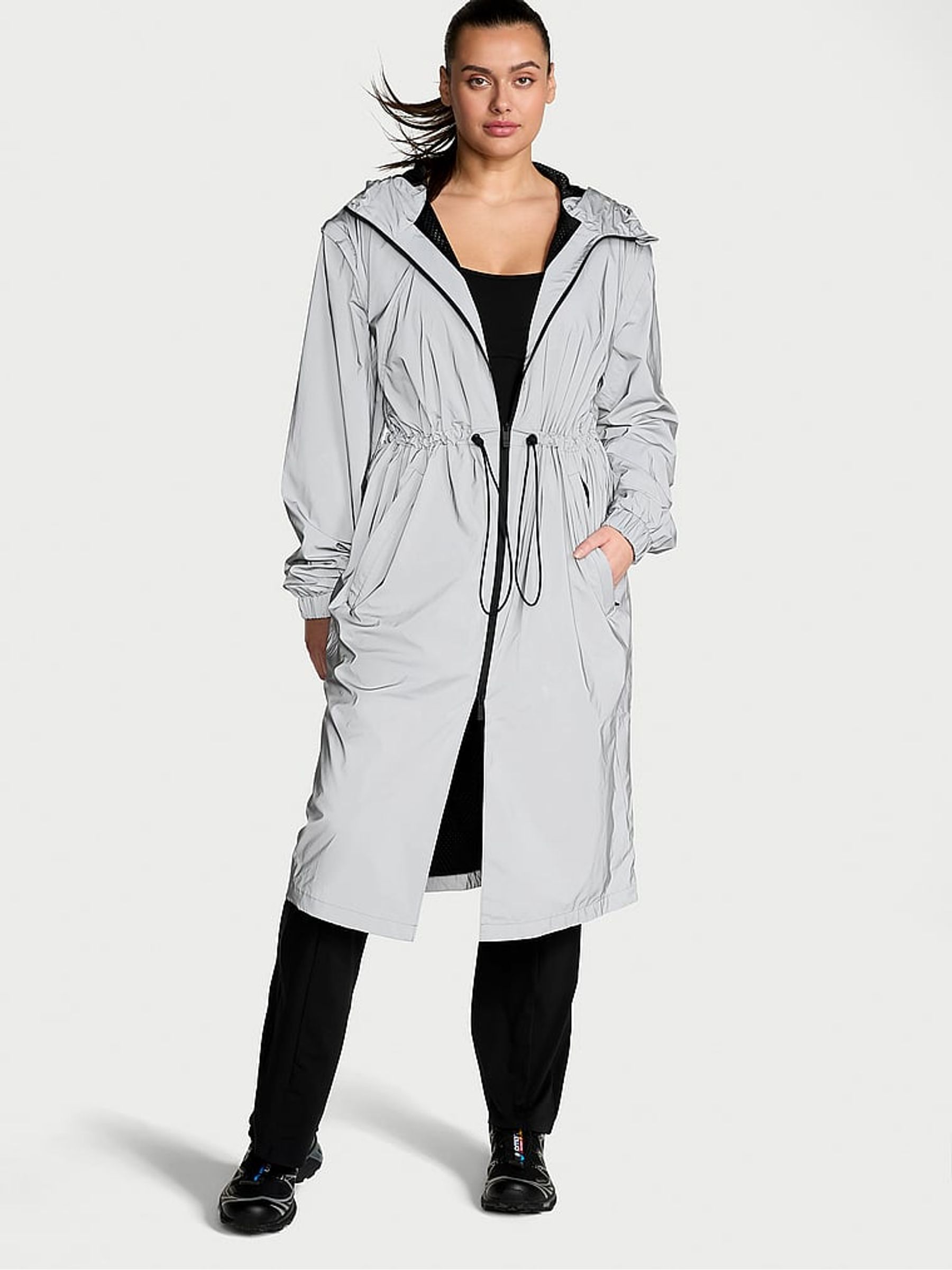 Silver Reflective Trench Jacket - Image 1 of 4