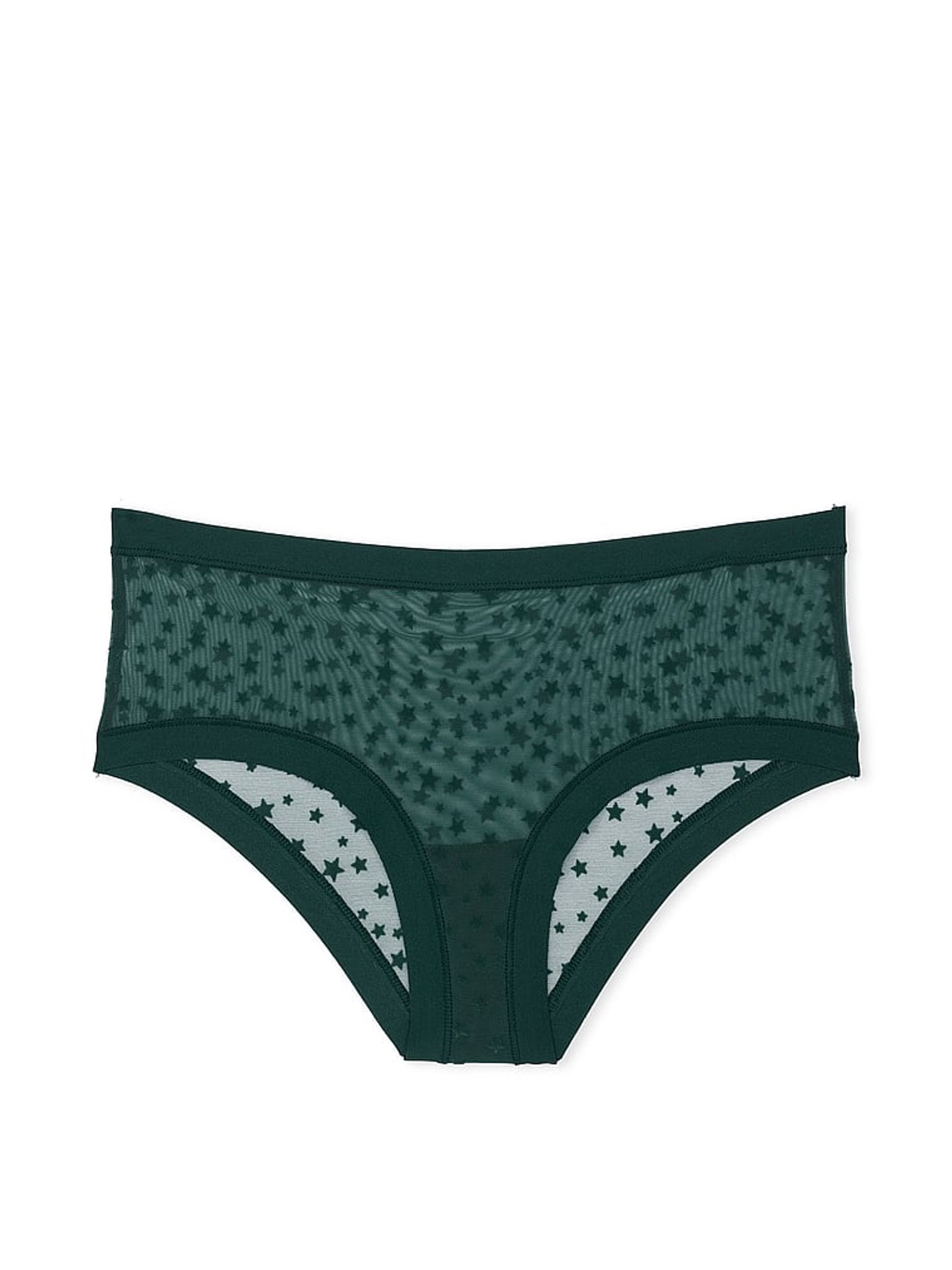 Deep Forest Green Hipster No Show Star Mesh Knickers - Image 2 of 2