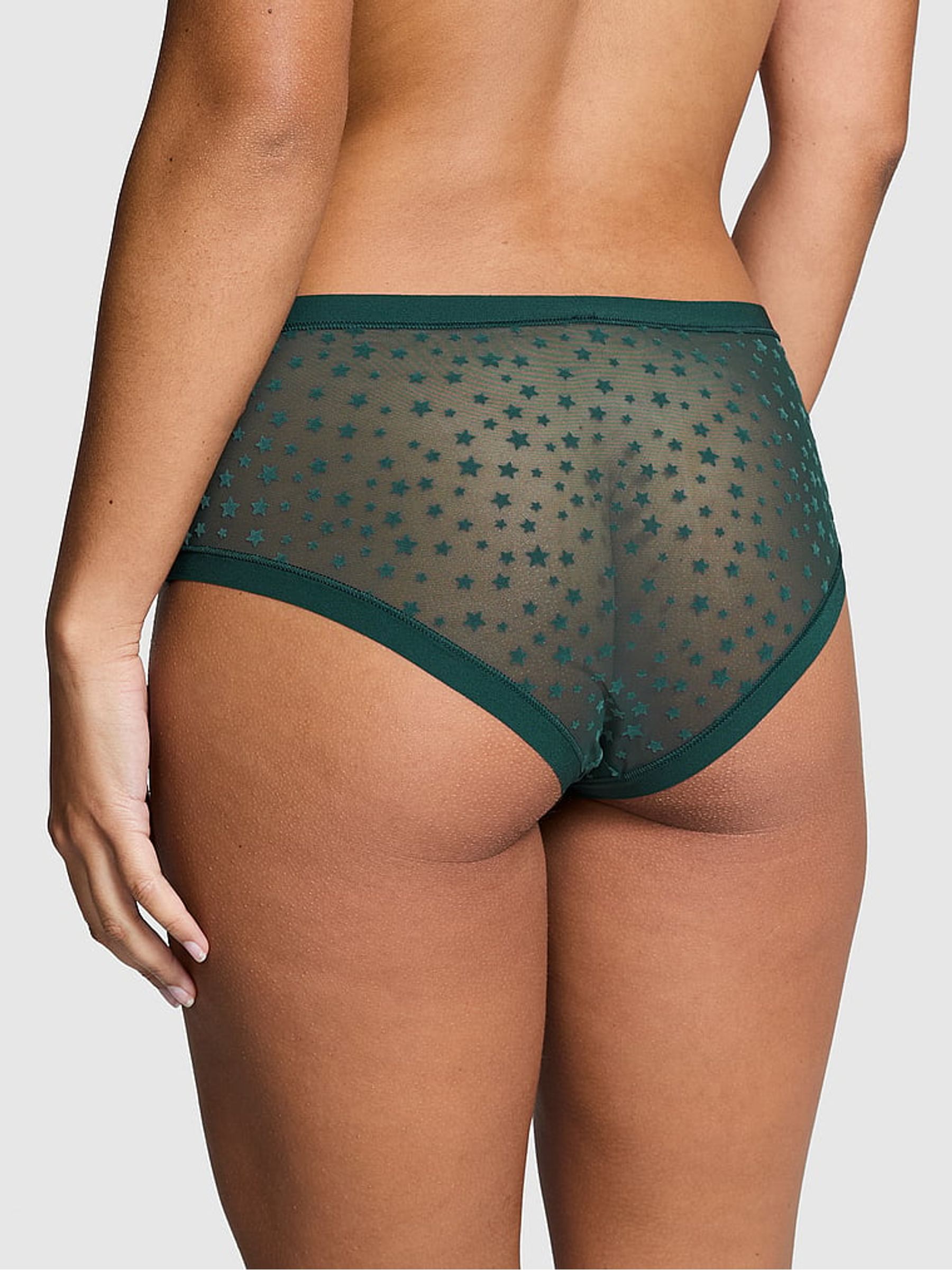 Deep Forest Green Cheeky No Show Star Mesh Knickers - Image 2 of 3