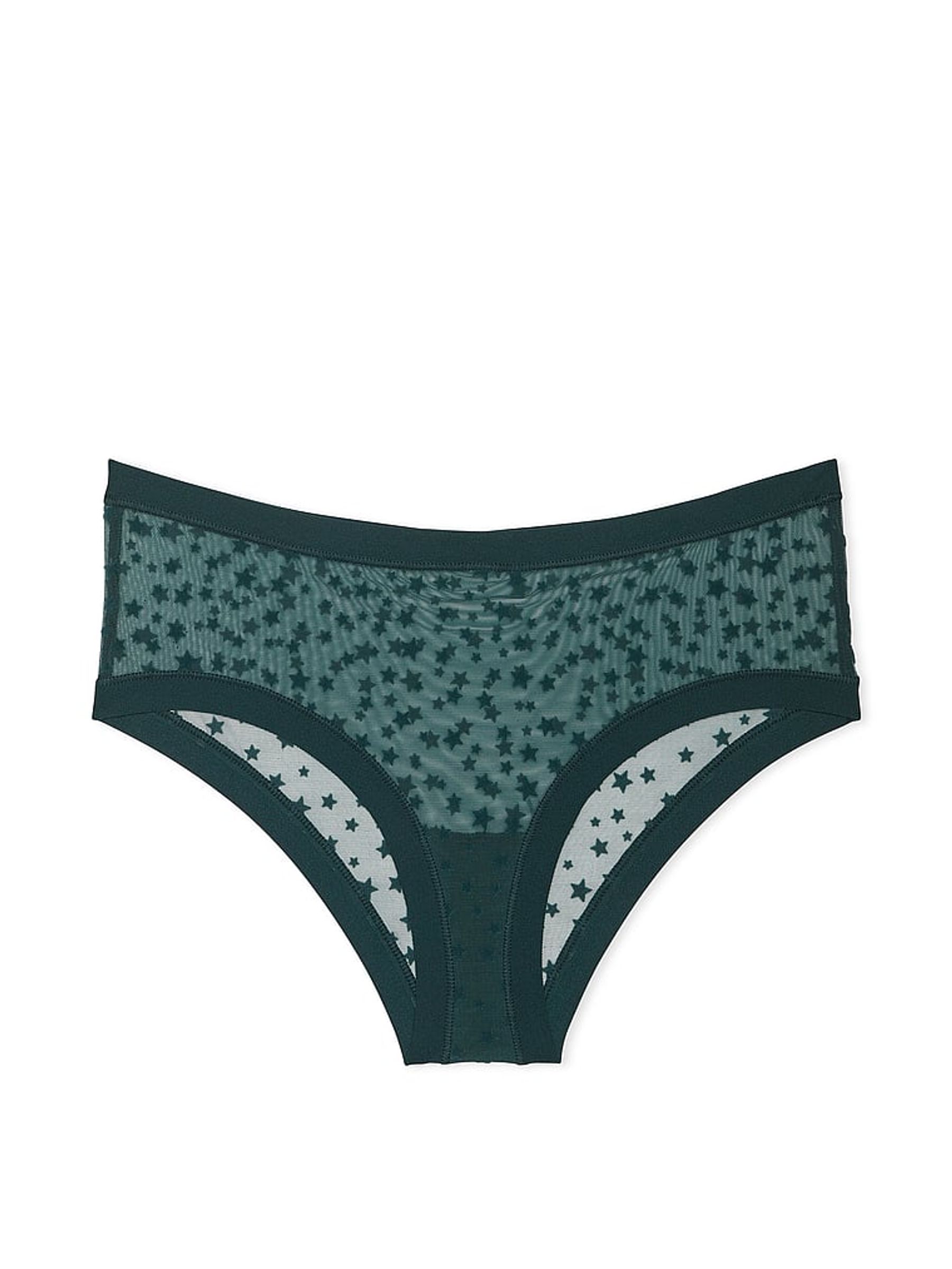 Deep Forest Green Cheeky No Show Star Mesh Knickers - Image 3 of 3