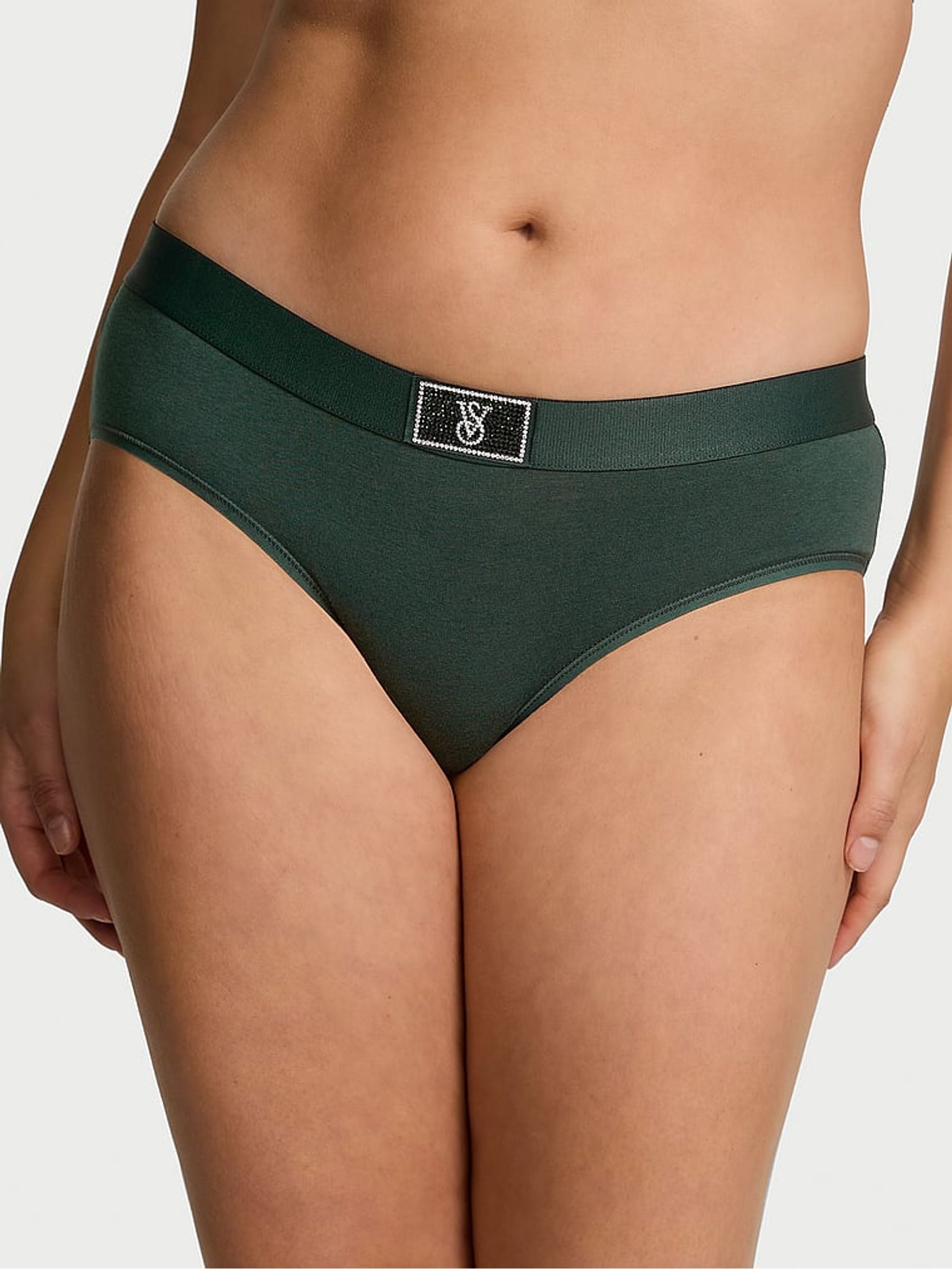 Botanical Green Hipster Logo Shine Patch Knickers - Image 1 of 4