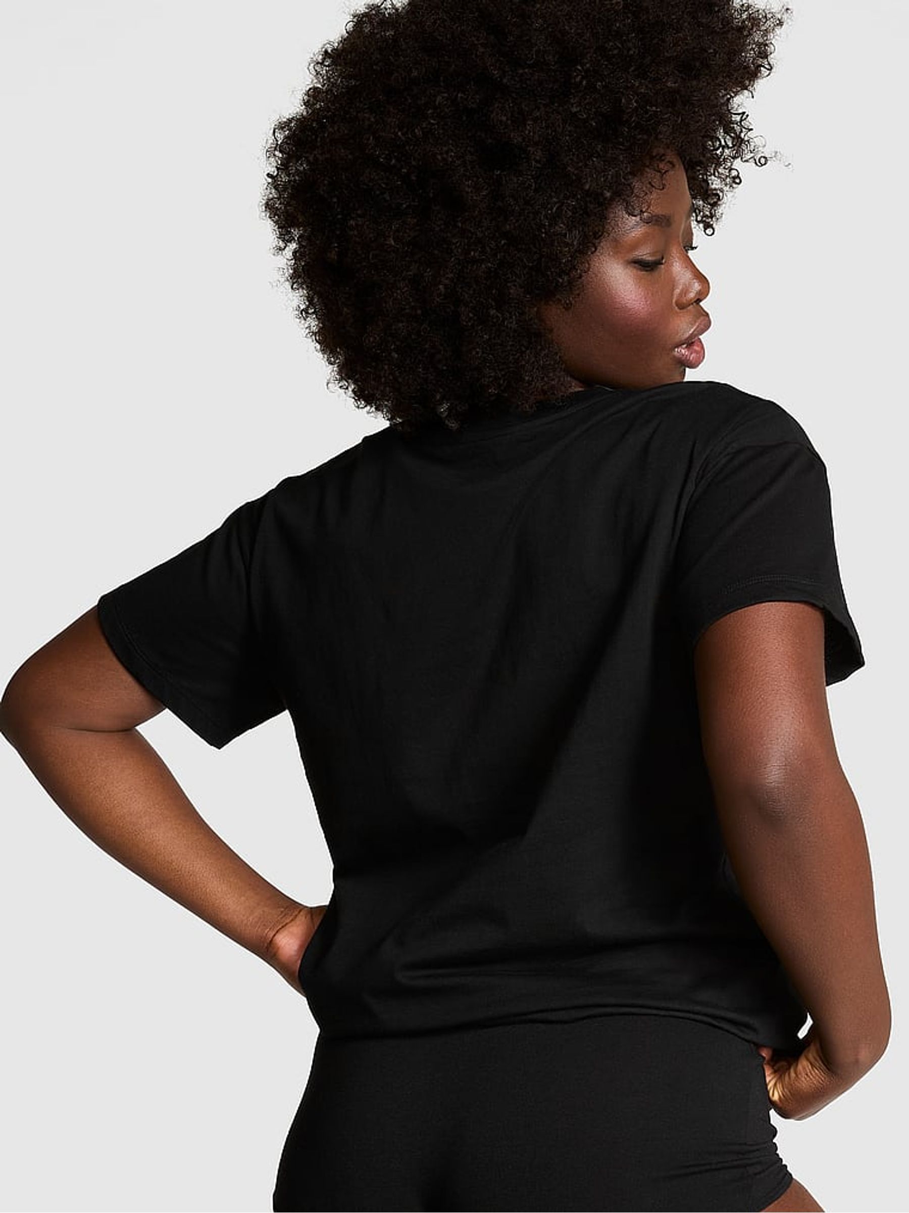 Black Diamante Cotton Pyjama T-Shirt - Image 2 of 3