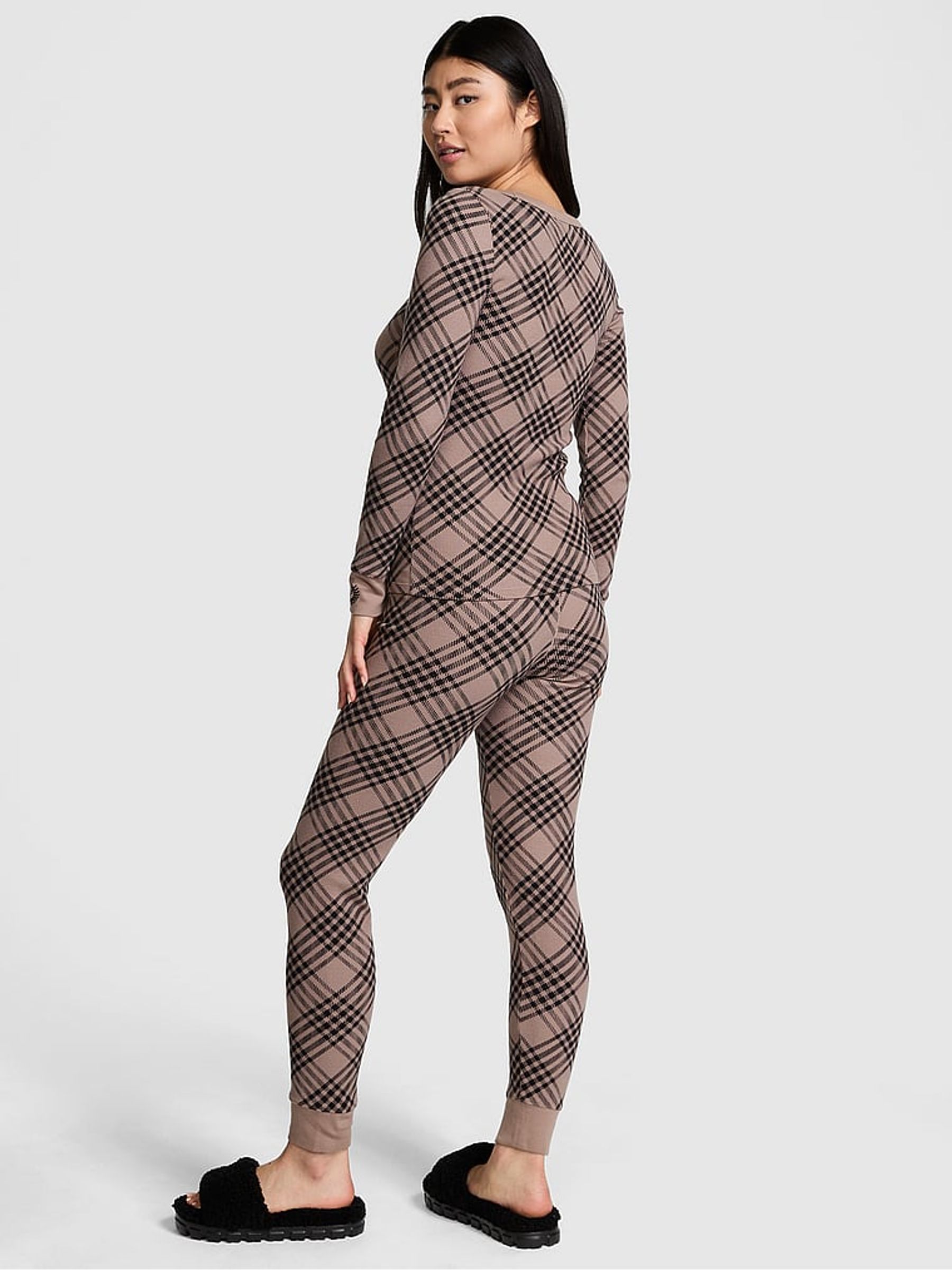 Iced Coffee Brown Thermal Long Pyjama Set - Image 2 of 3