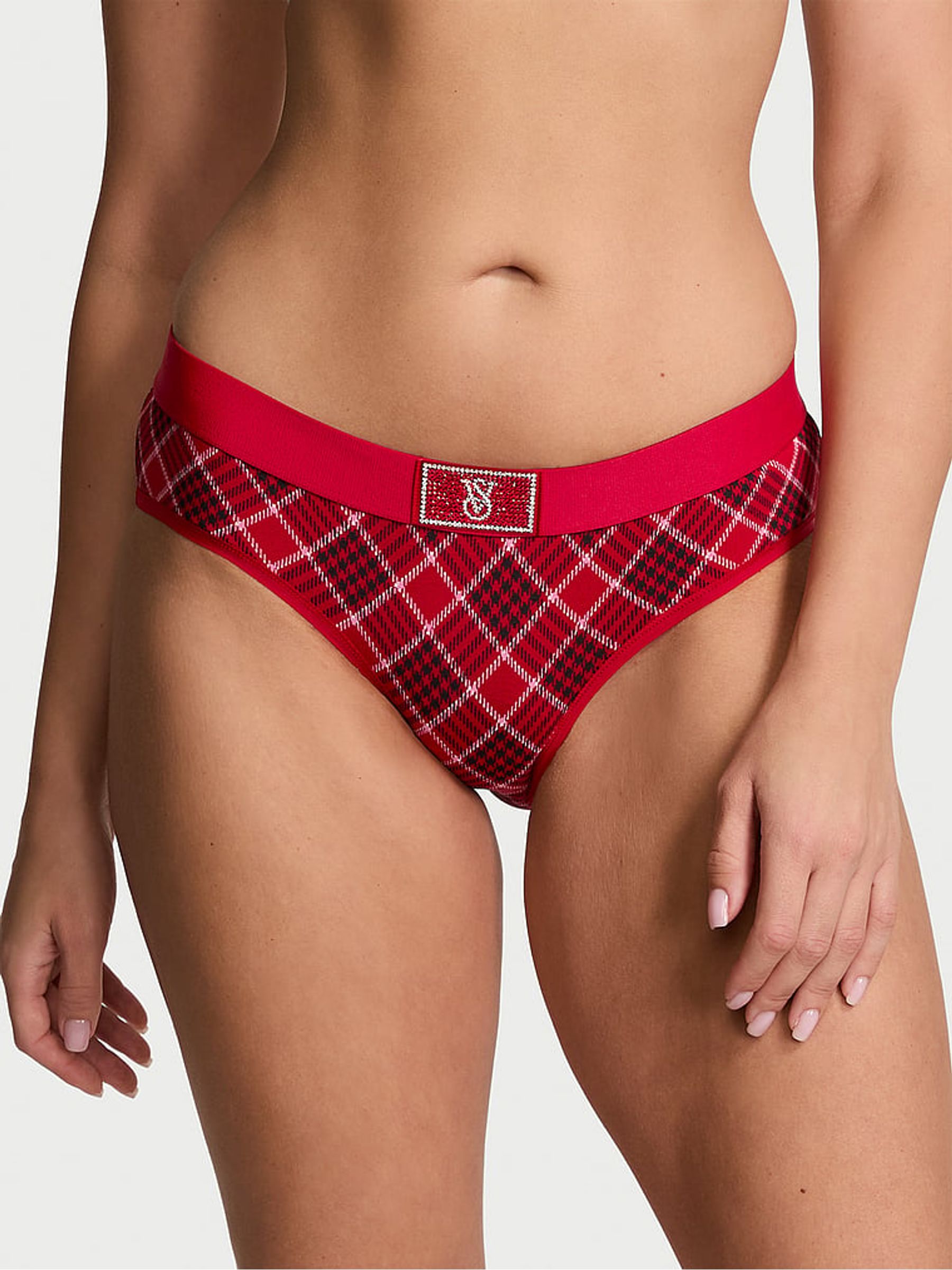 Red Plaid Hipster Logo Shine Patch Knickers - Image 1 of 4