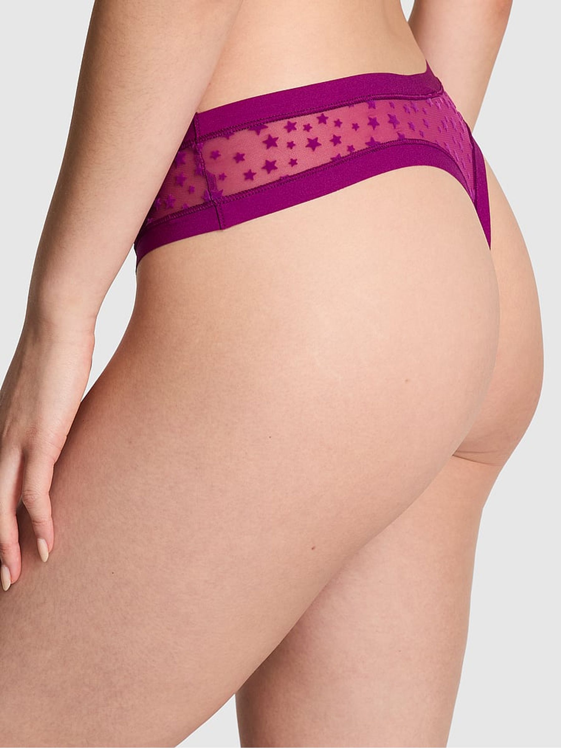 Thriller Purple Thong No Show Star Mesh Knickers - Image 2 of 3
