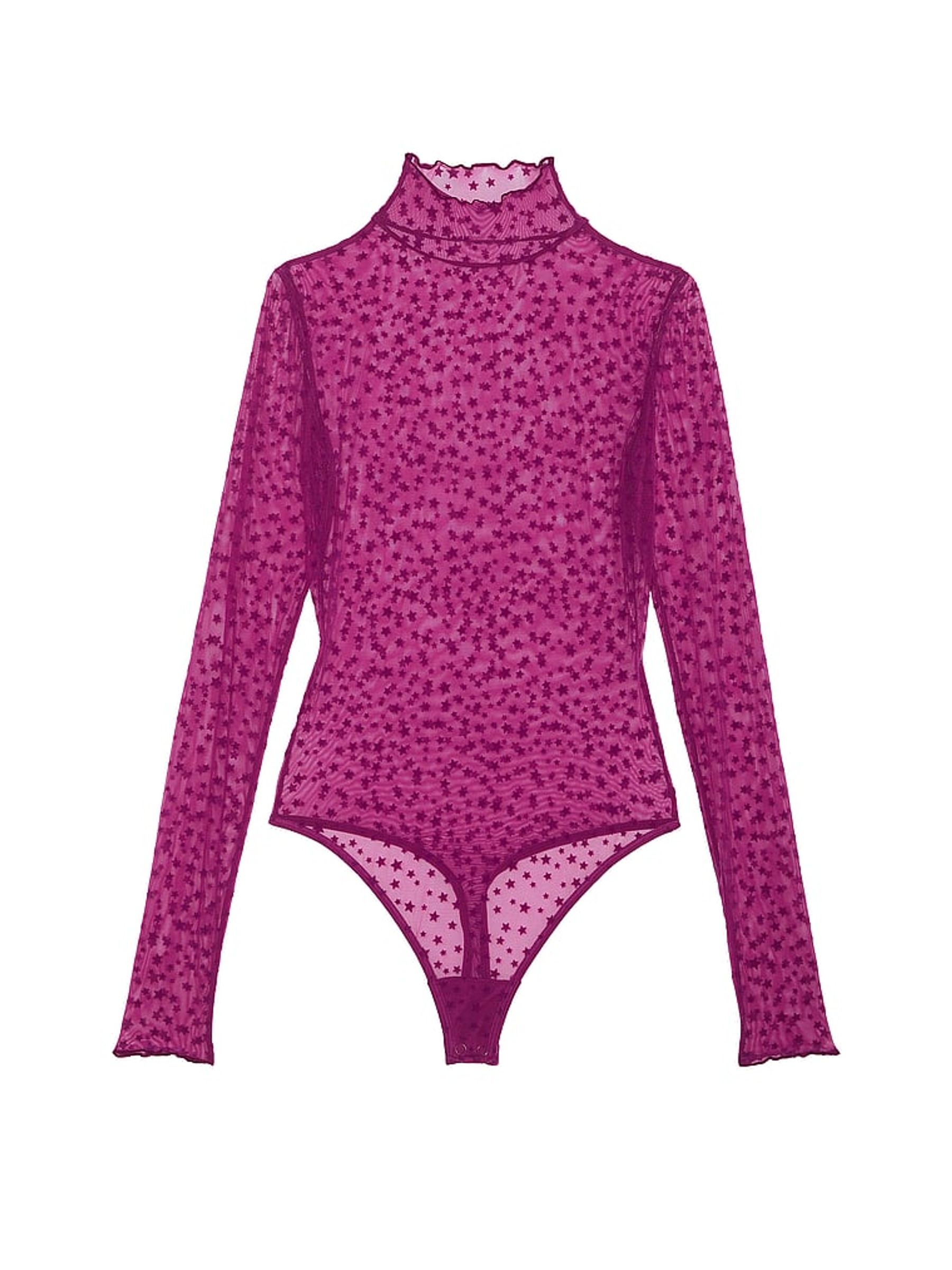 Thriller Purple Star Chaser Lace Mock Neck Bodysuit - Image 3 of 3
