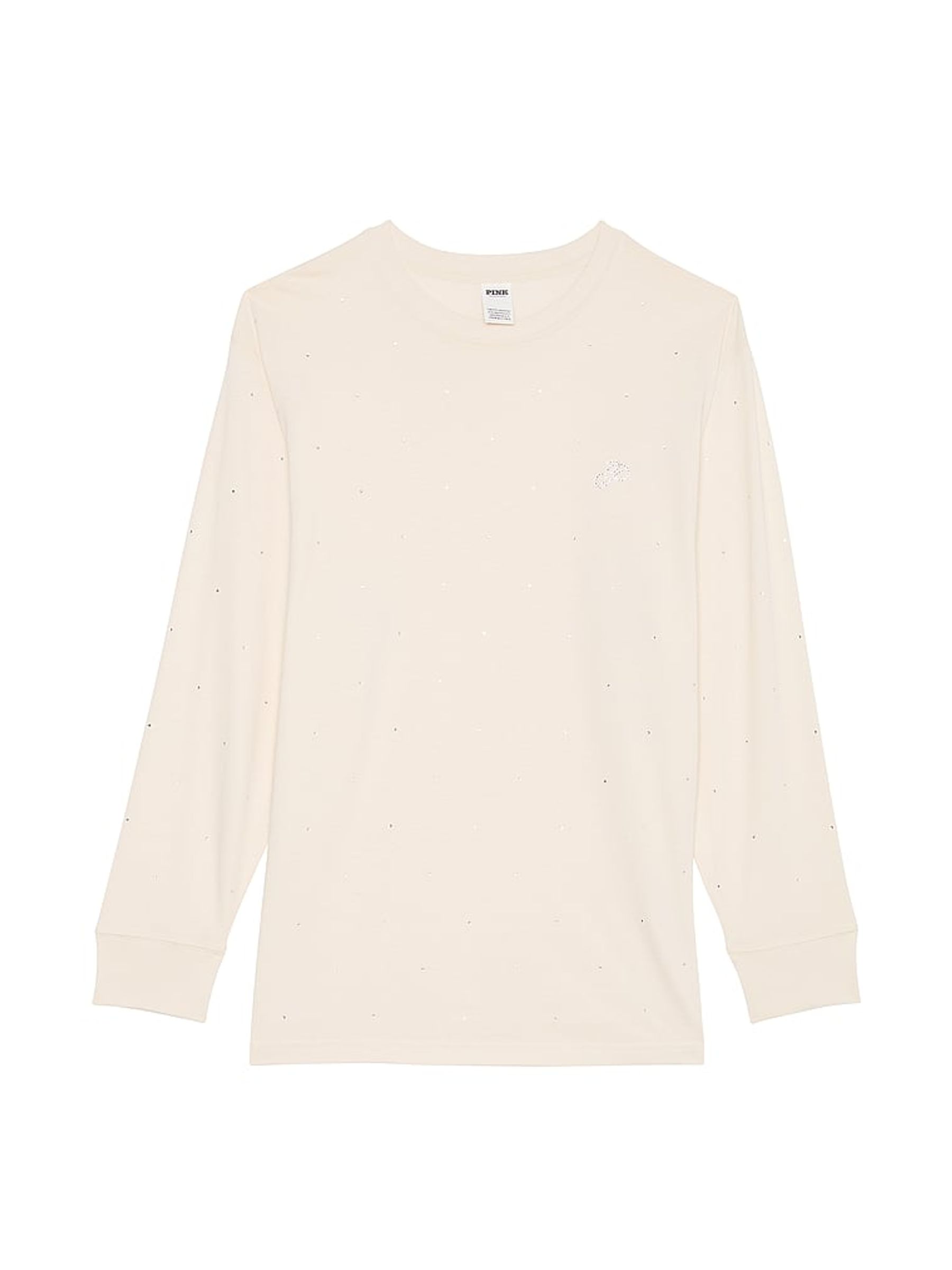 White Shell Long Sleeve Diamante Oversized T-Shirt - Image 3 of 3