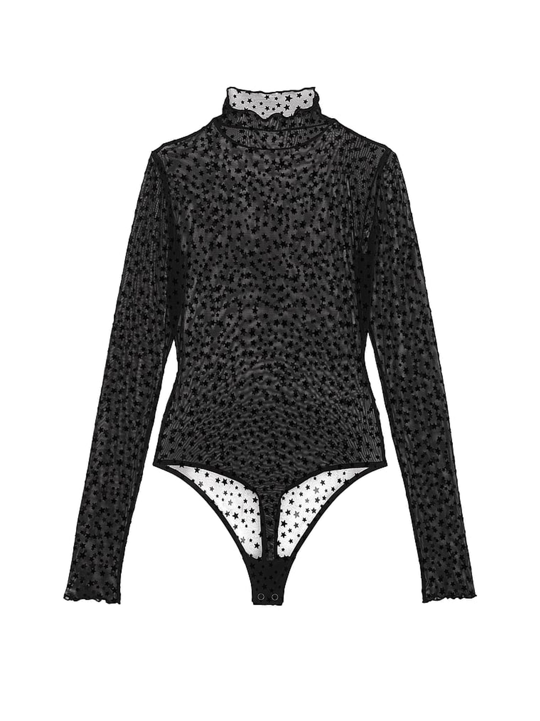 Black Star Chaser Lace Mock Neck Bodysuit - Image 3 of 3