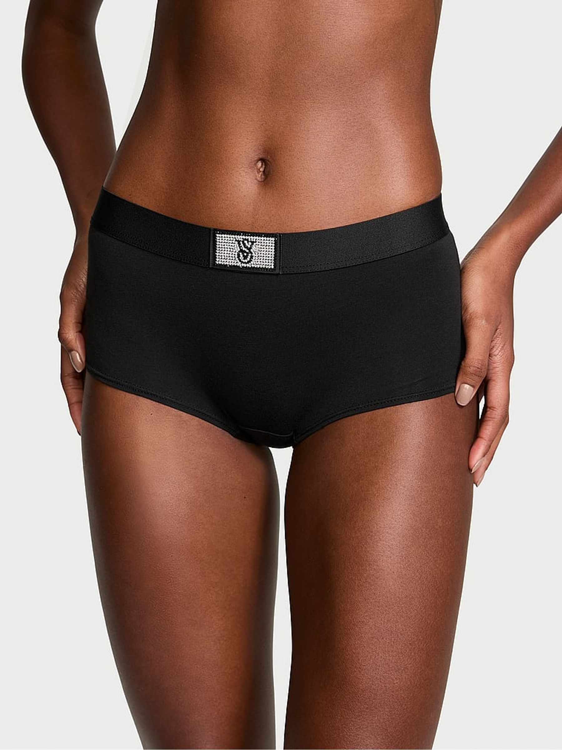 Black Short Logo Shine Patch Knickers - Image 1 of 3