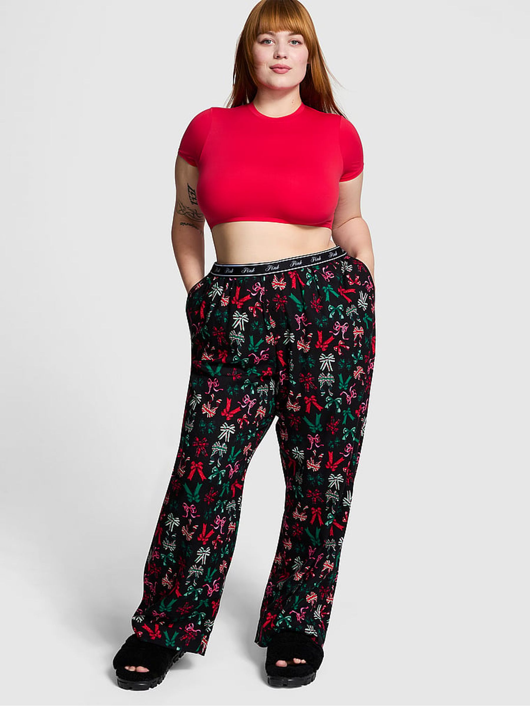 Black Bow Trouser Pyjama Bottoms - Image 1 of 4