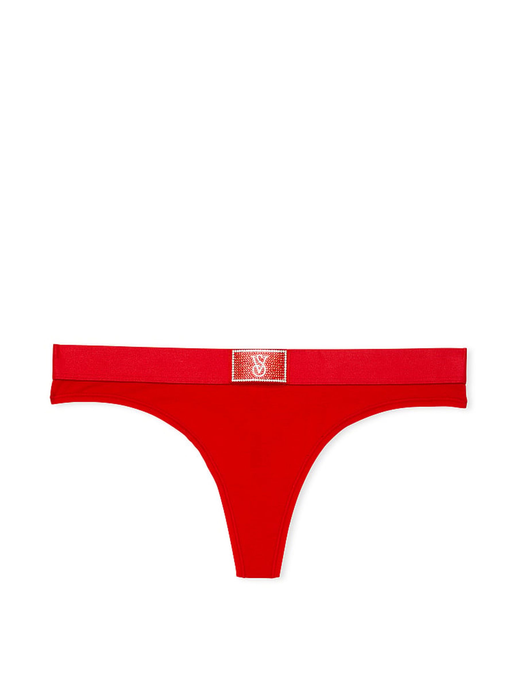Lipstick Red Thong Logo Shine Patch Knickers - Image 3 of 3