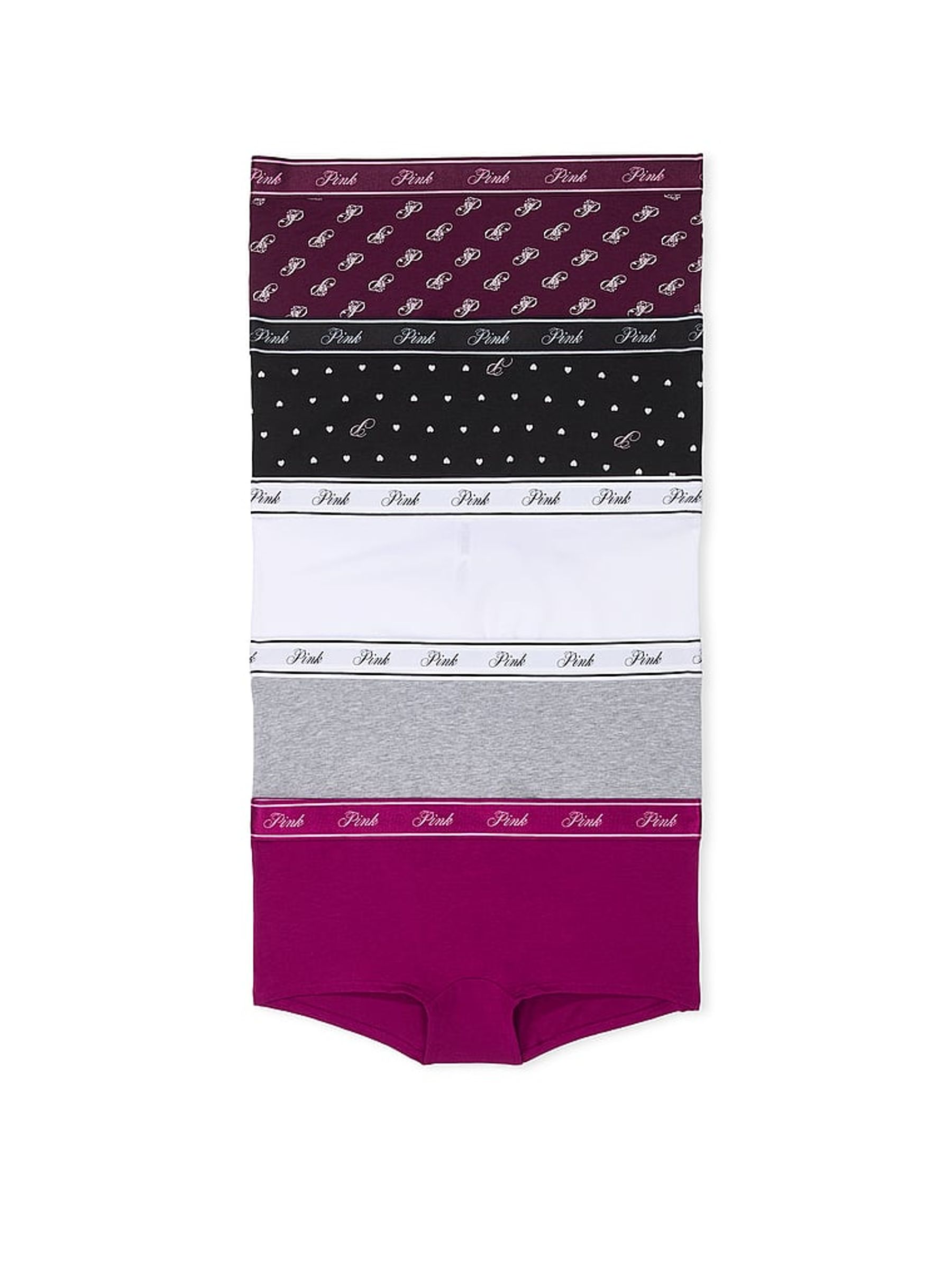Black/Purple/White/Grey Short Logo 5 Pack Knickers - Image 1 of 3