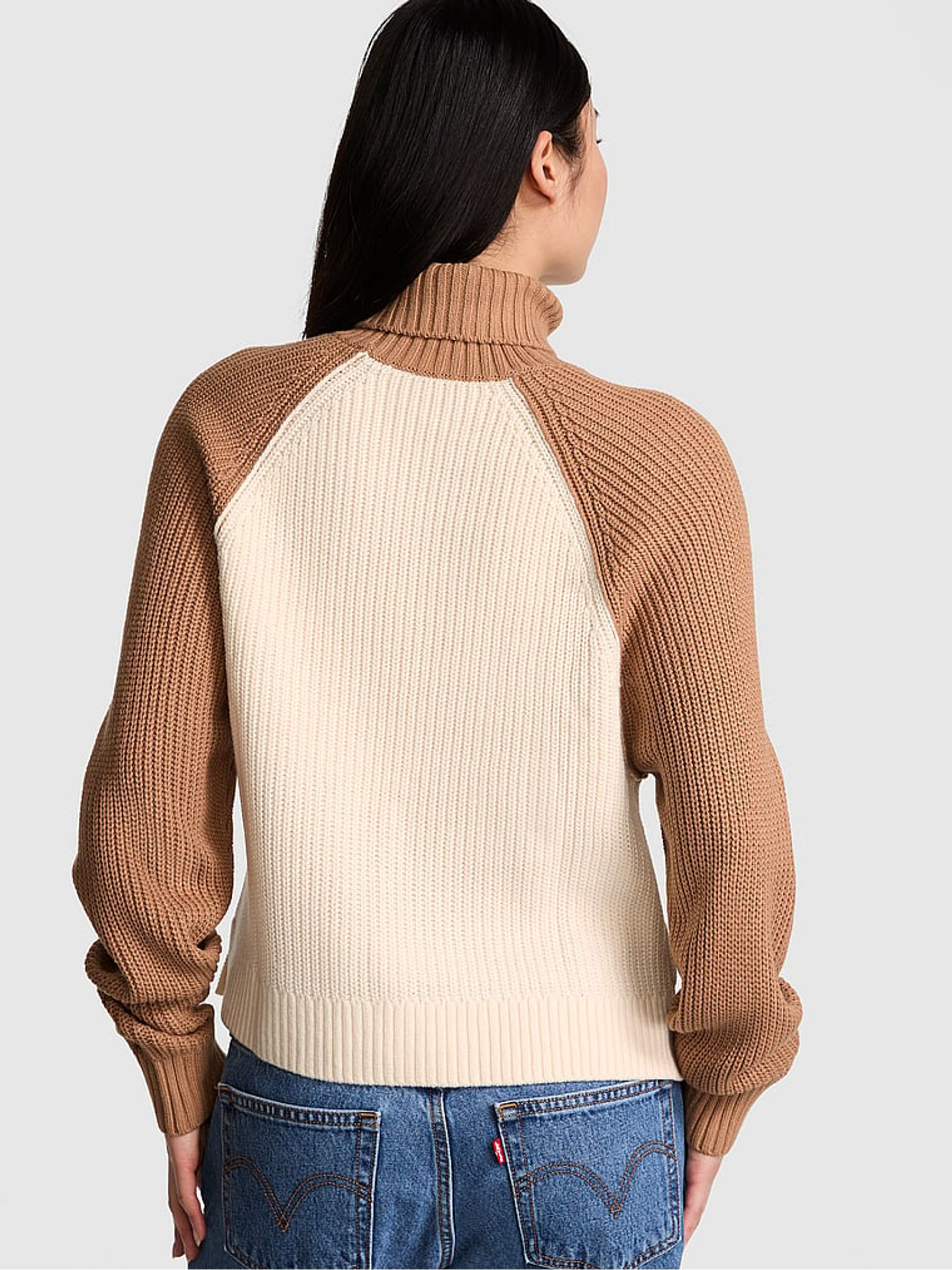 White Shell / Toffee Brown Turtleneck Knitted Jumper - Image 2 of 3