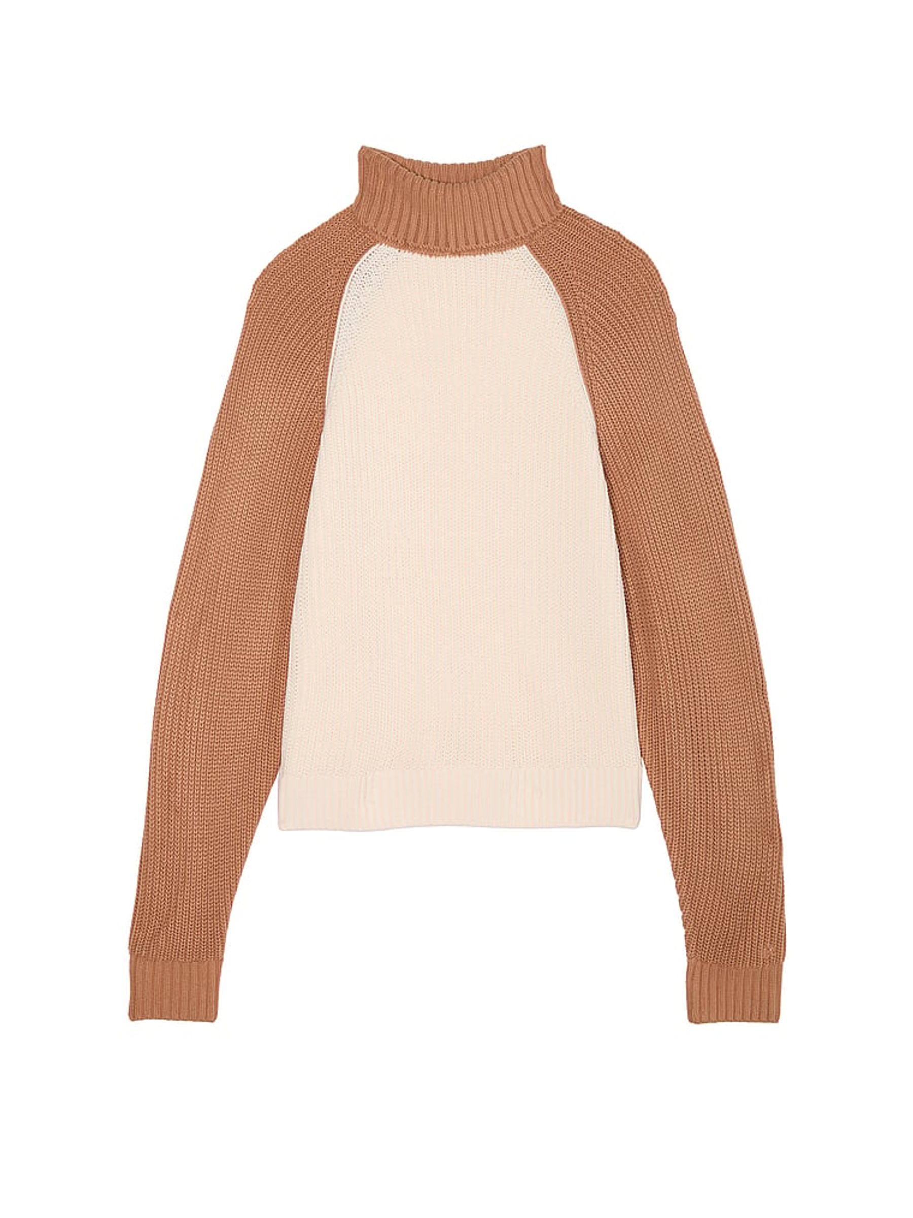 White Shell / Toffee Brown Turtleneck Knitted Jumper - Image 3 of 3