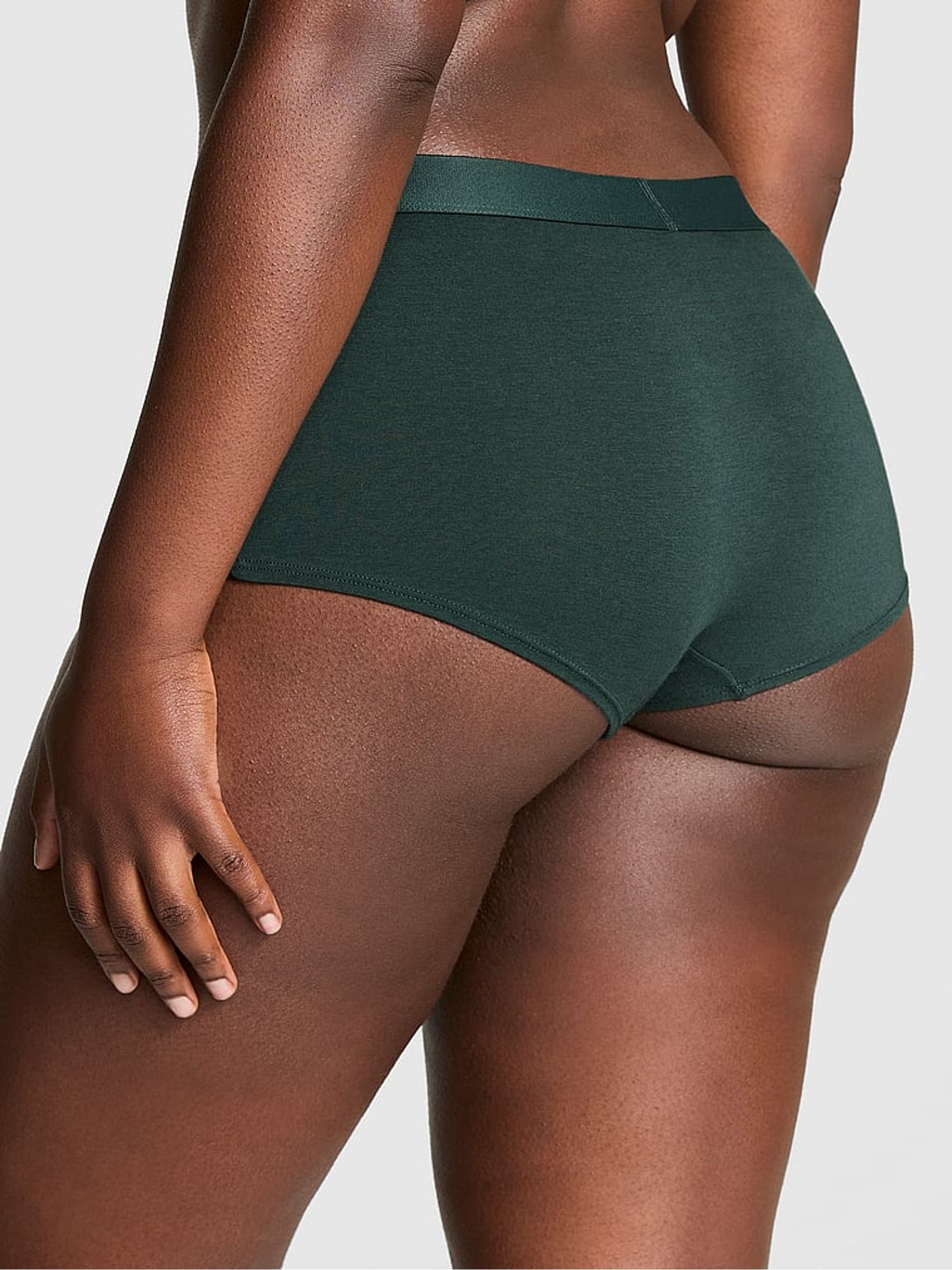 Deep Forest Green Diamante Short Cotton Logo Knickers - Image 2 of 3