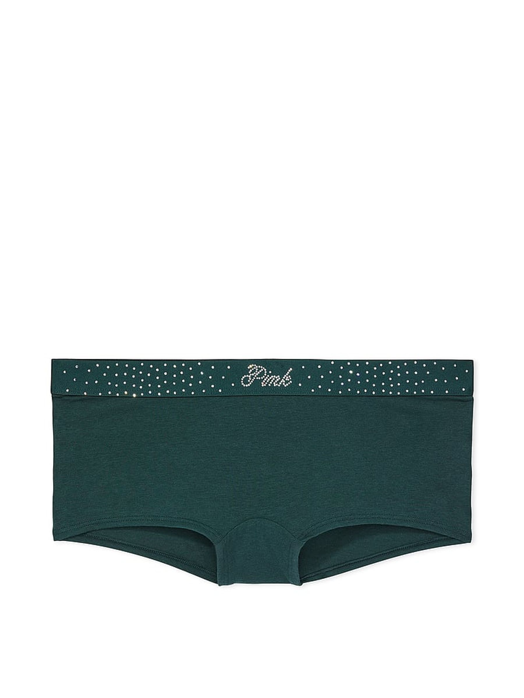 Deep Forest Green Diamante Short Cotton Logo Knickers - Image 3 of 3
