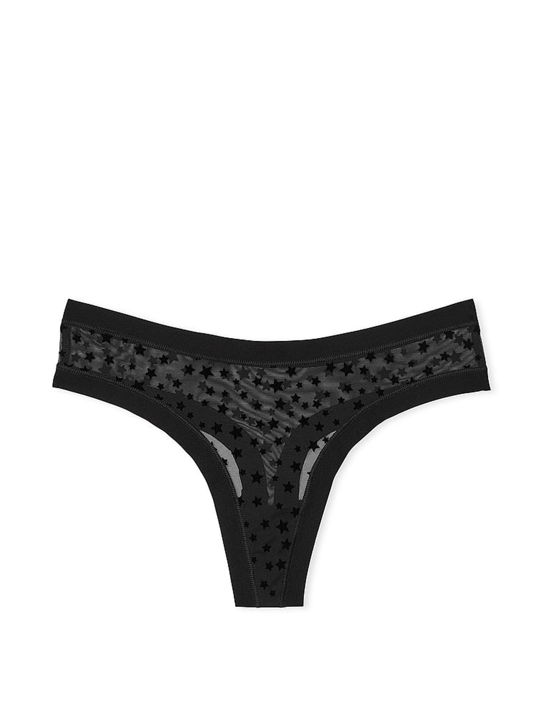 Black Thong No Show Star Mesh Knickers - Image 3 of 3