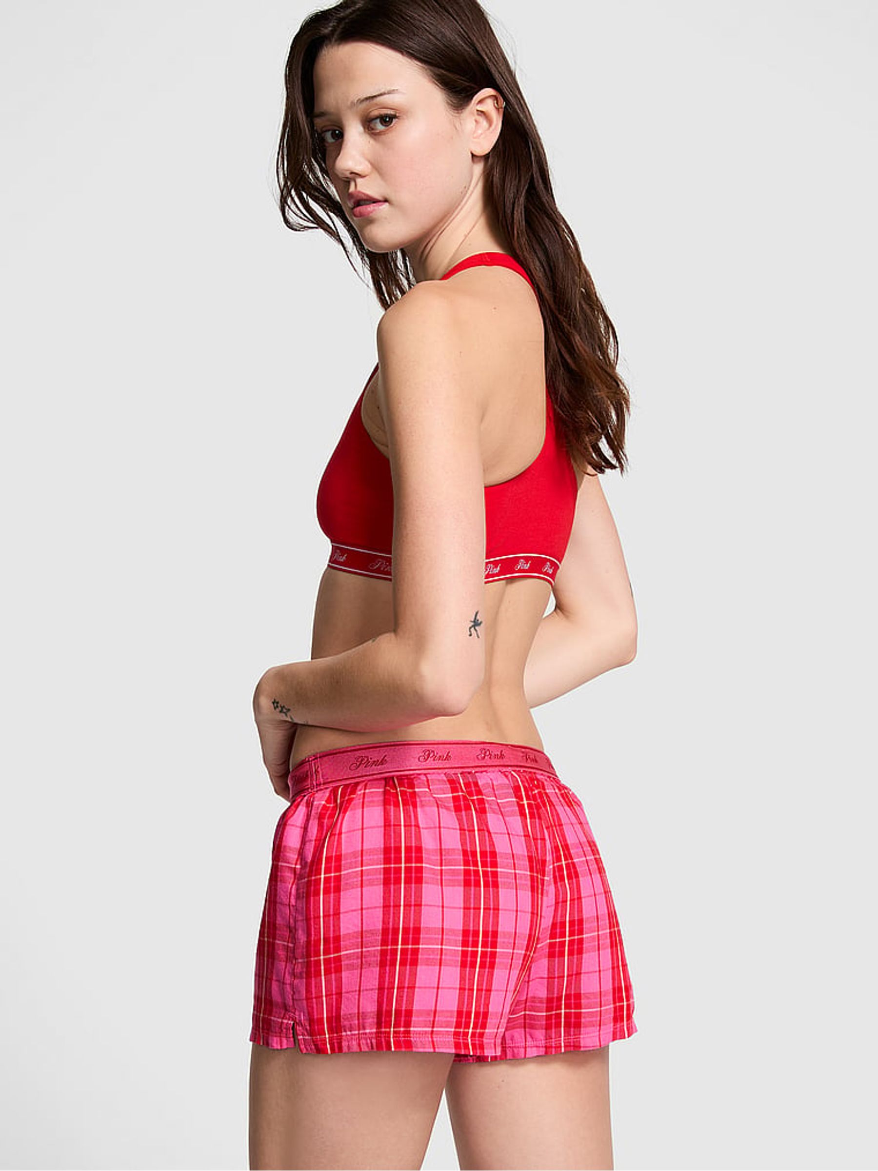 Pink Rose Plaid Short Pyjama Bottoms - Image 2 of 3