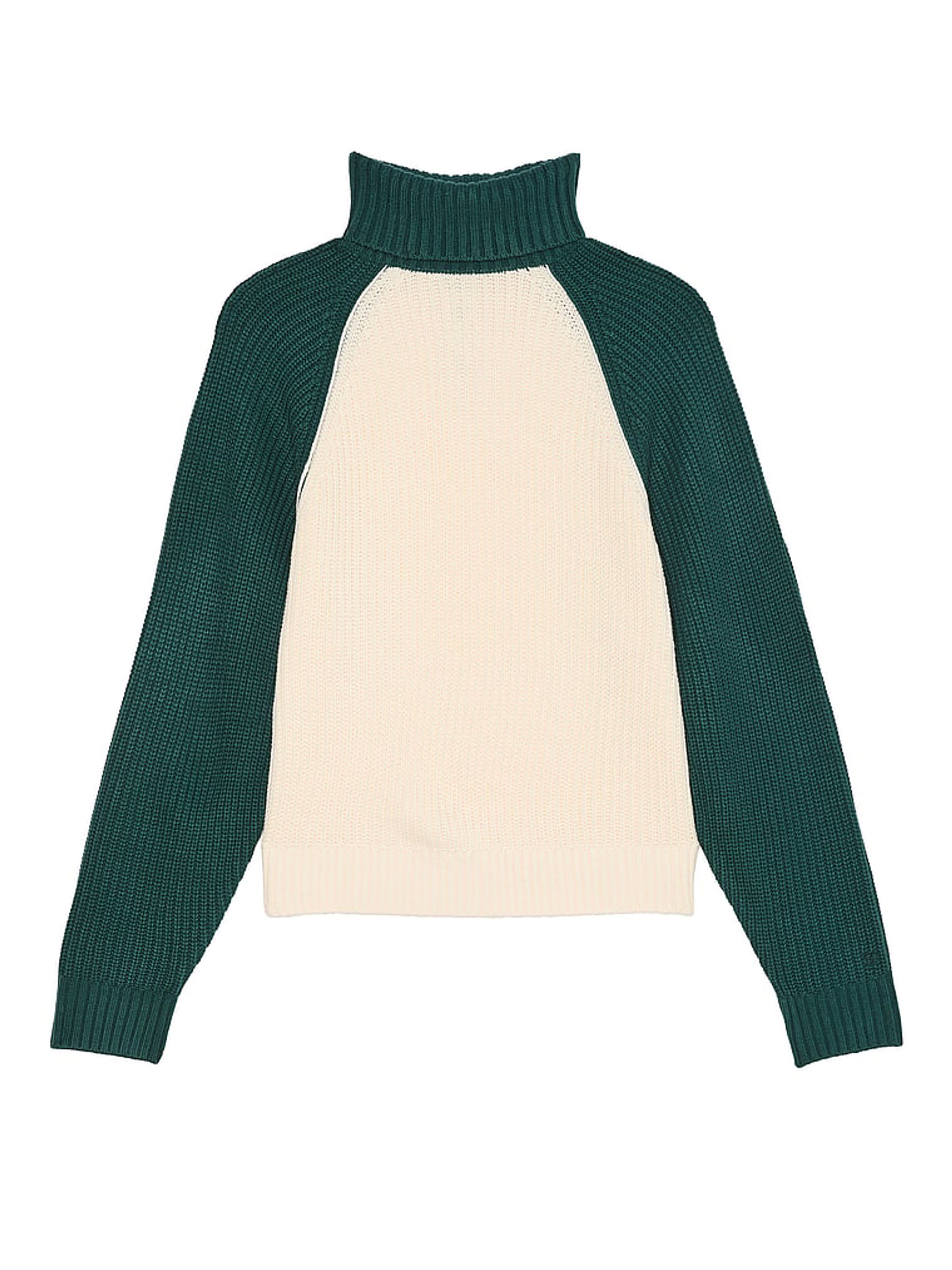 White Shell / Deep Forest Green Turtleneck Knitted Jumper - Image 3 of 3