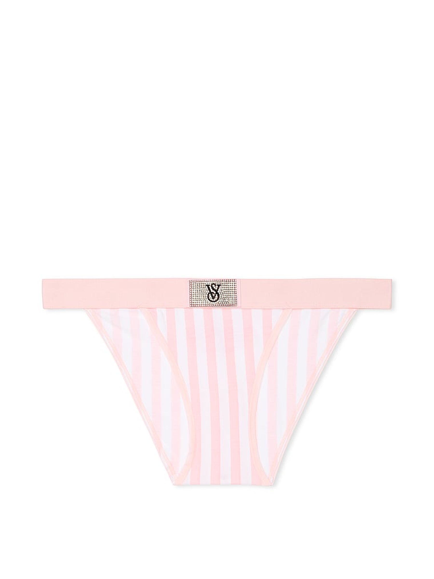 Pretty Blossom Pink Stripe Brazilian Logo Shine Patch Knickers - Image 2 of 2