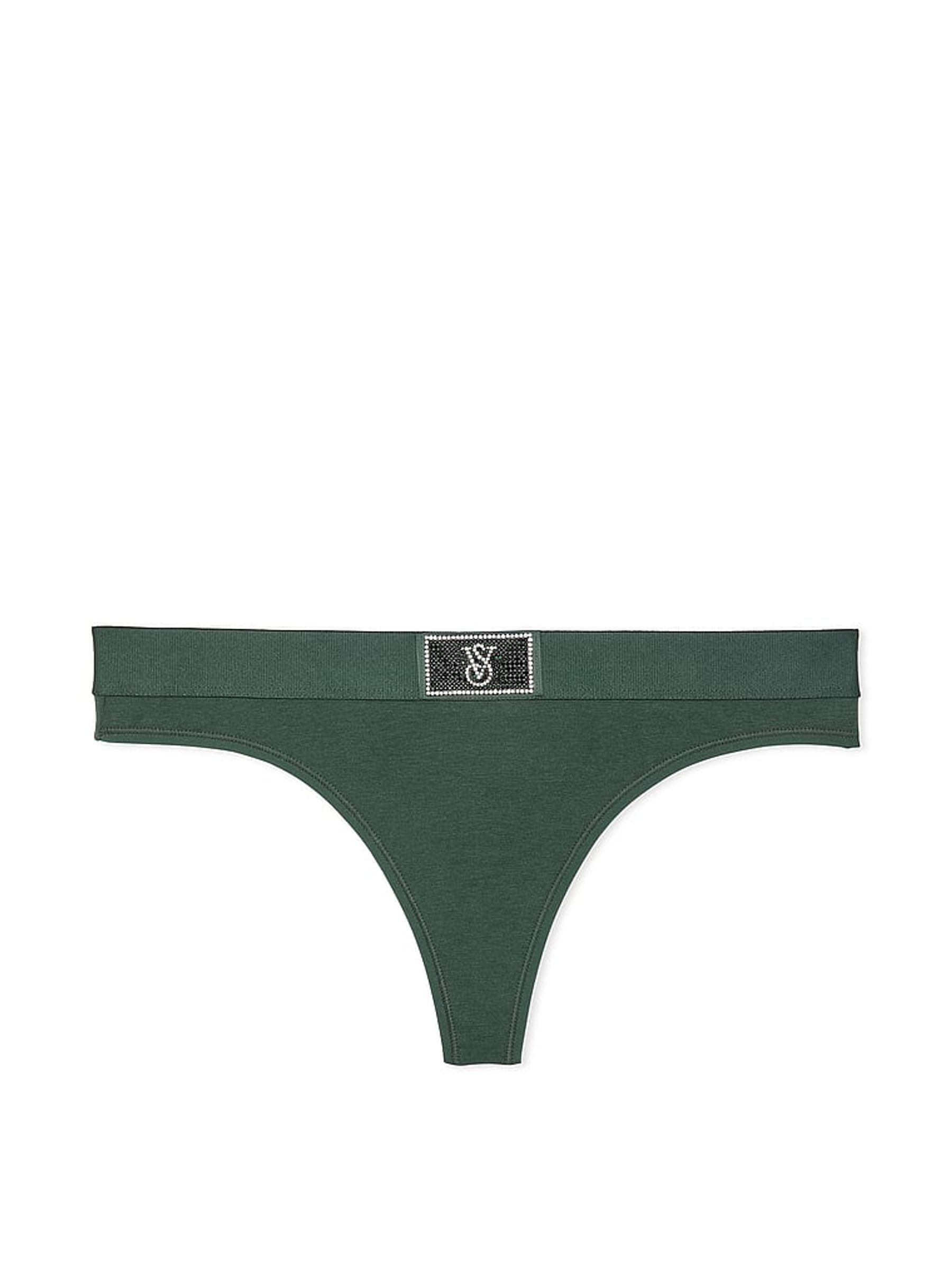 Botanical Green Thong Logo Shine Patch Knickers - Image 4 of 4
