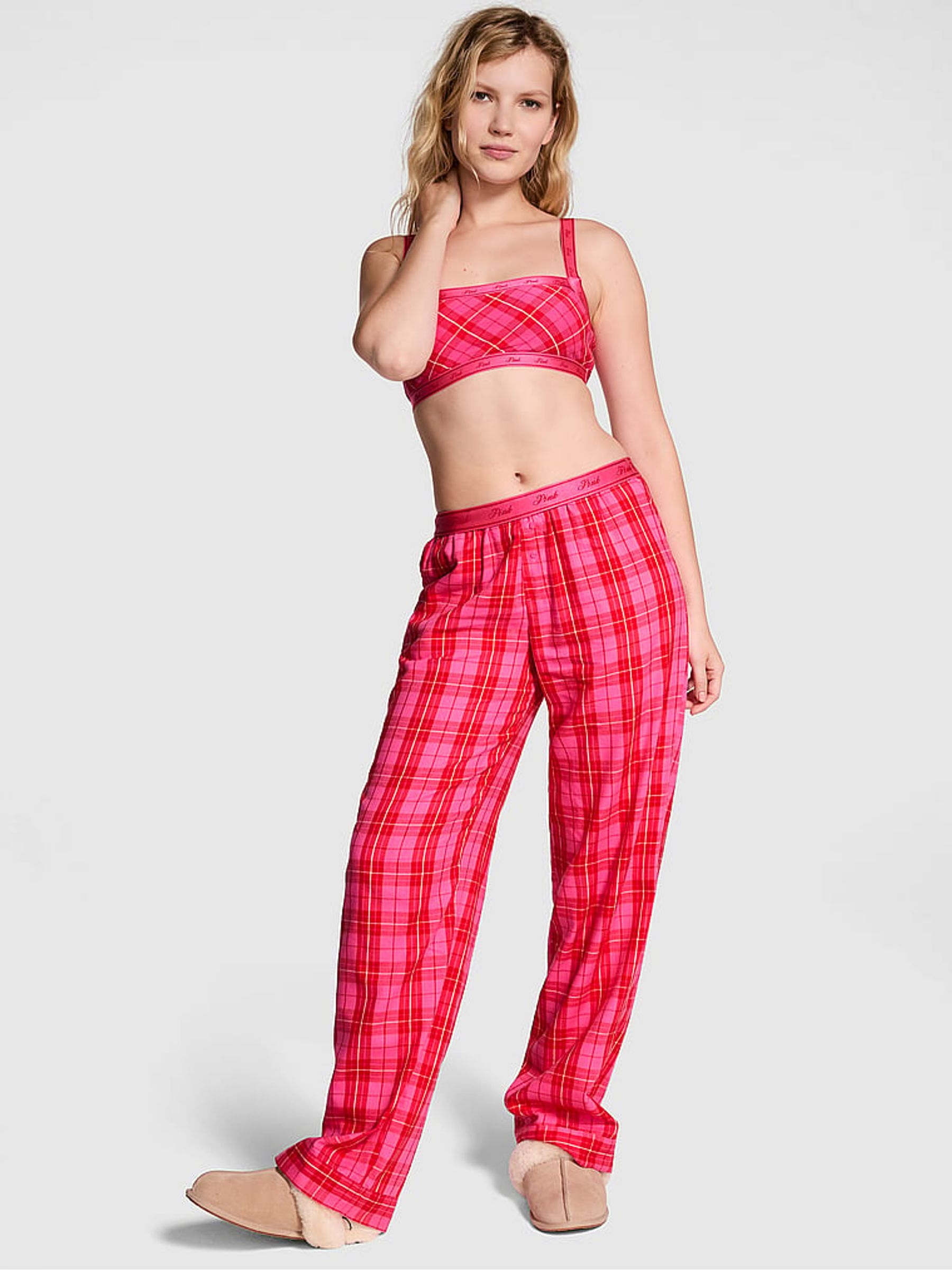 Pink Rose Plaid Trouser Pyjama Bottoms - Image 1 of 4