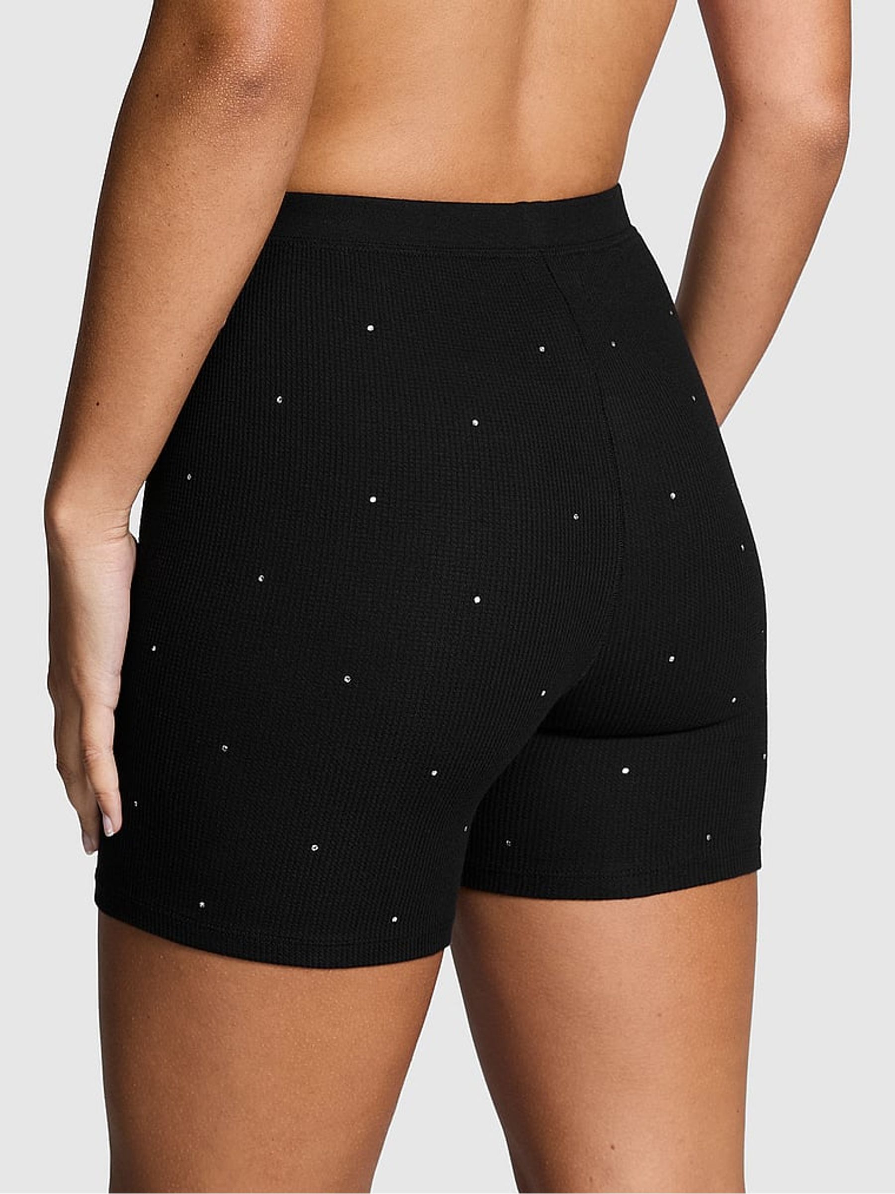 Black Diamante Thermal Boxer Pyjama Shorts - Image 2 of 3