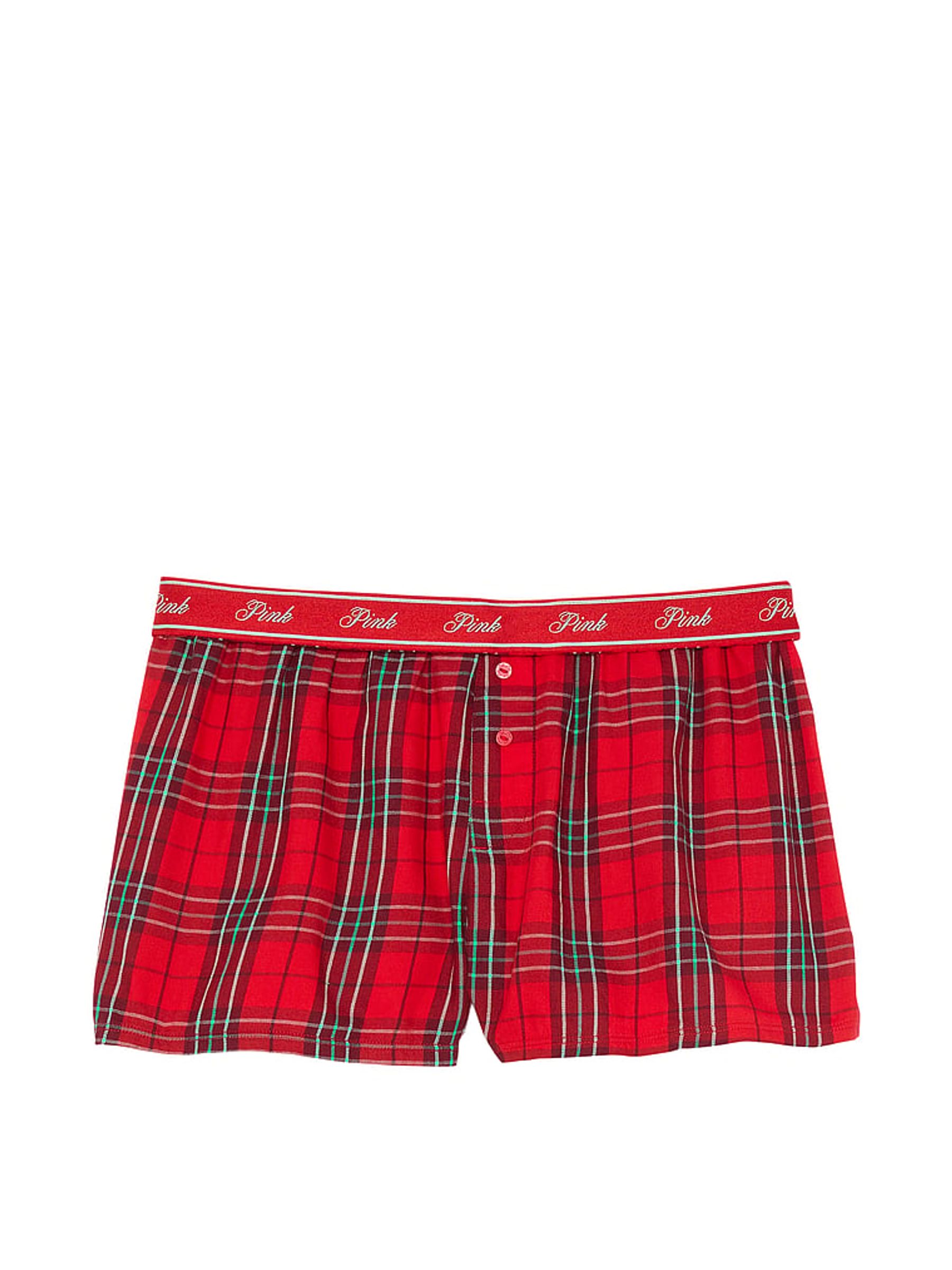 Vermillion Red Plaid Short Pyjama Bottoms - Image 3 of 4