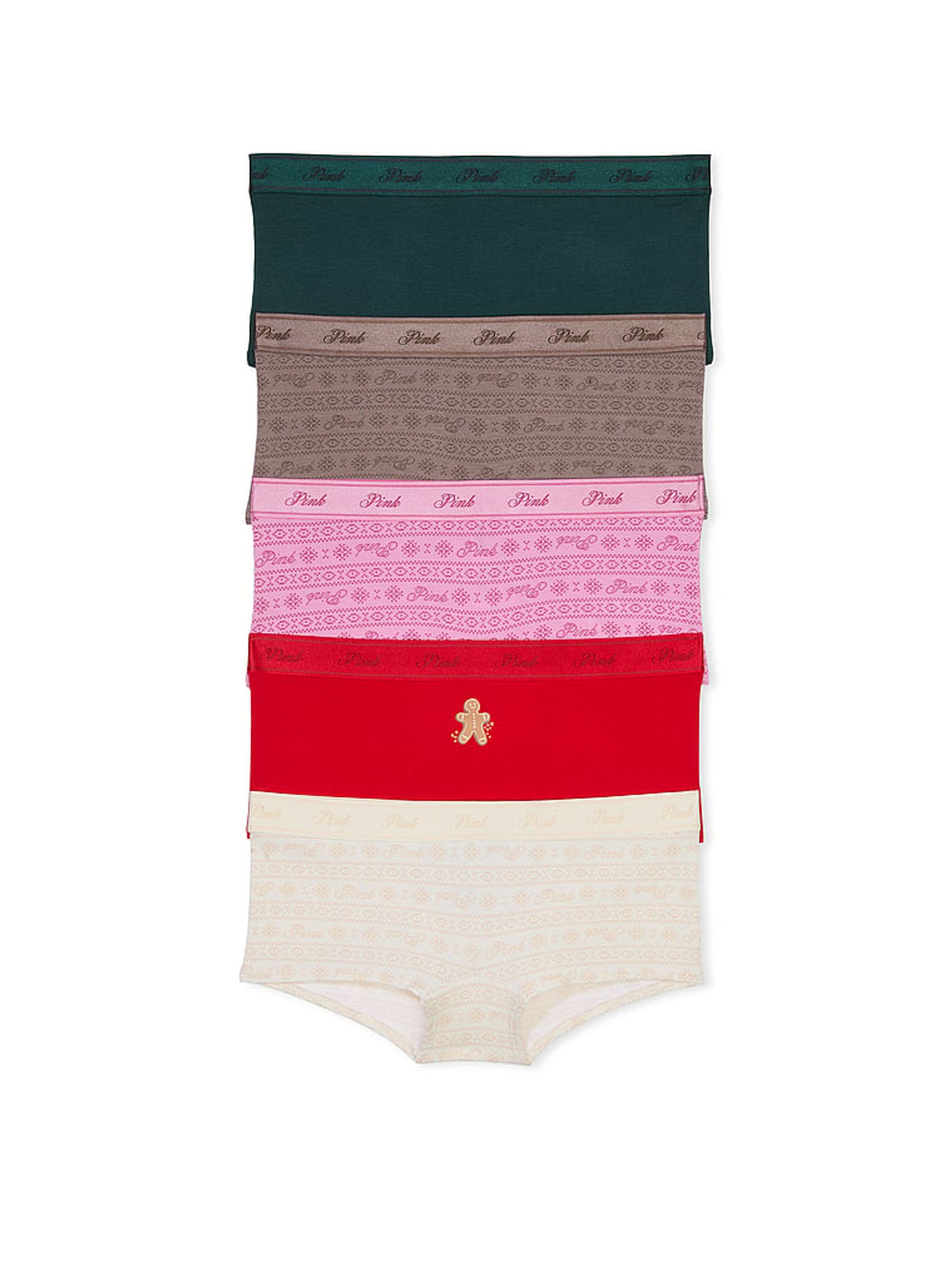 Pink/Red/White/Green/Brown Short 5 Pack Knickers - Image 1 of 1