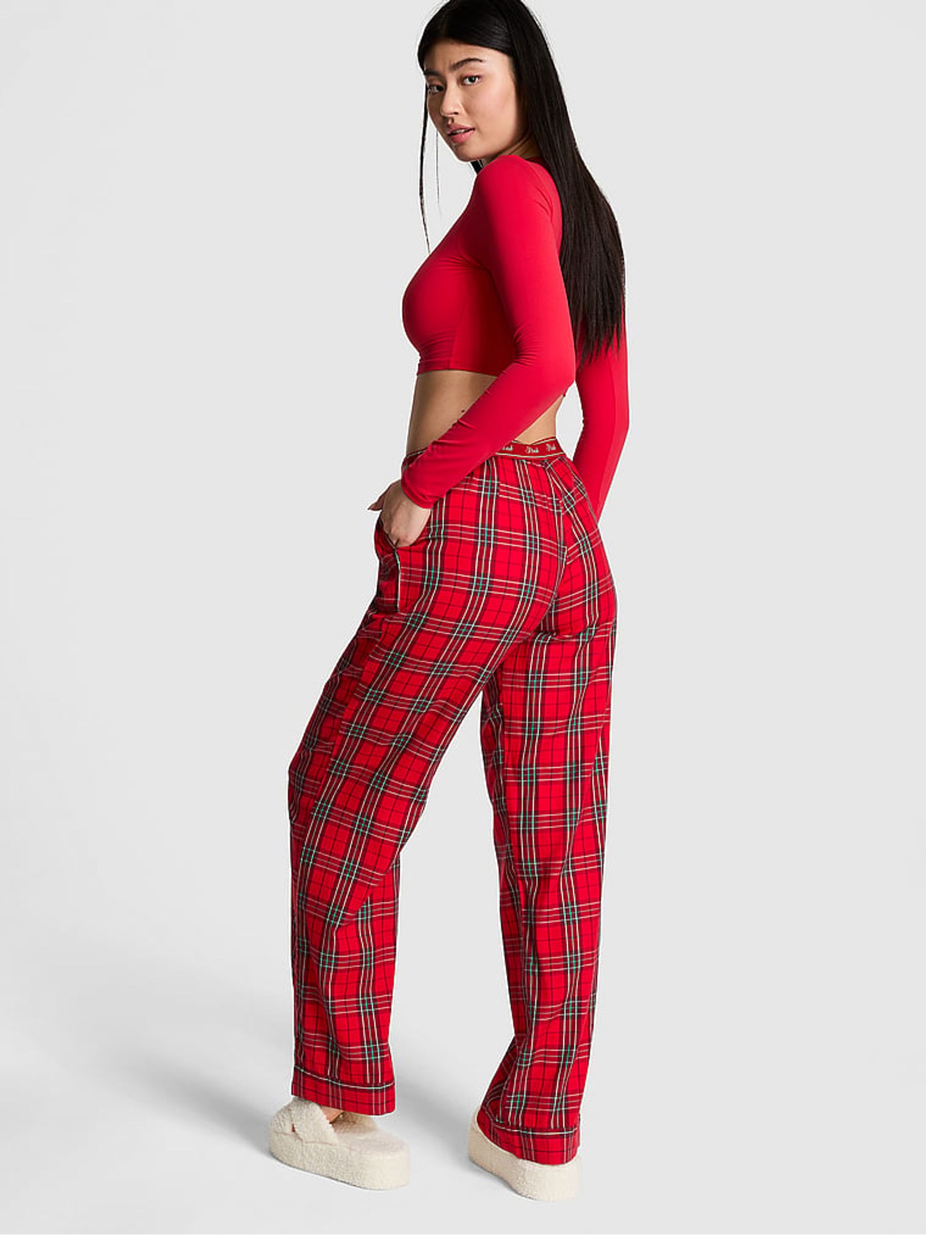 Sangria Red Plaid Trouser Pyjama Bottoms - Image 2 of 4
