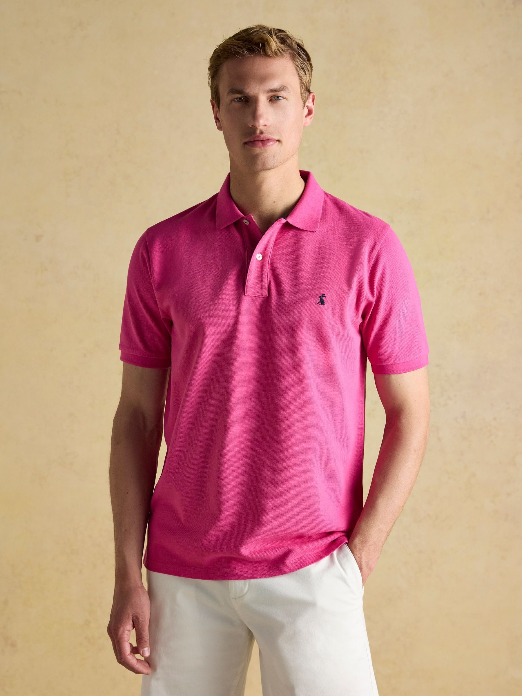 Woody Deep Pink Cotton Pique Polo Shirt | Joules