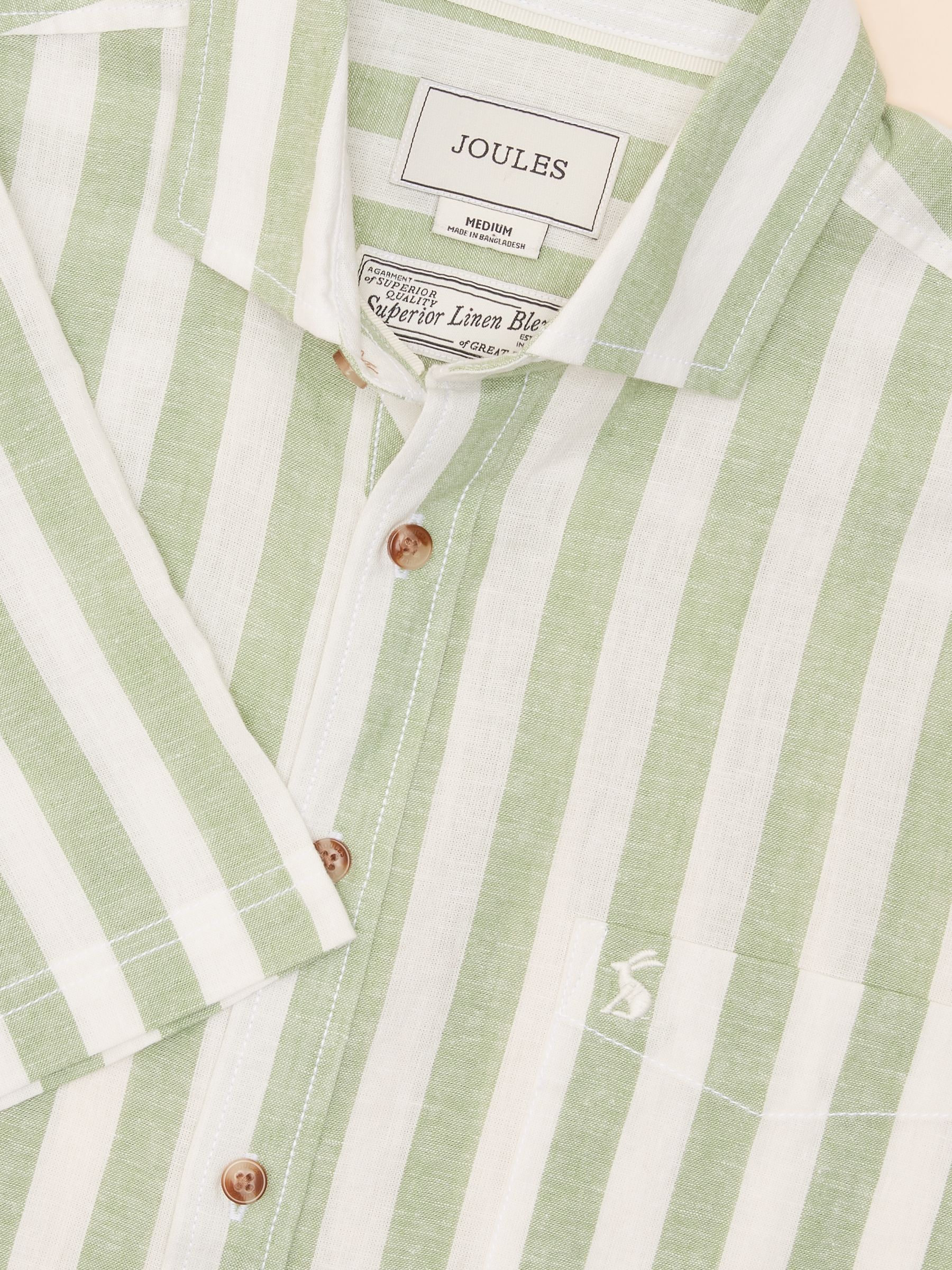 Linen Blend Green/ White Stripe Shirt - Image 1 of 10