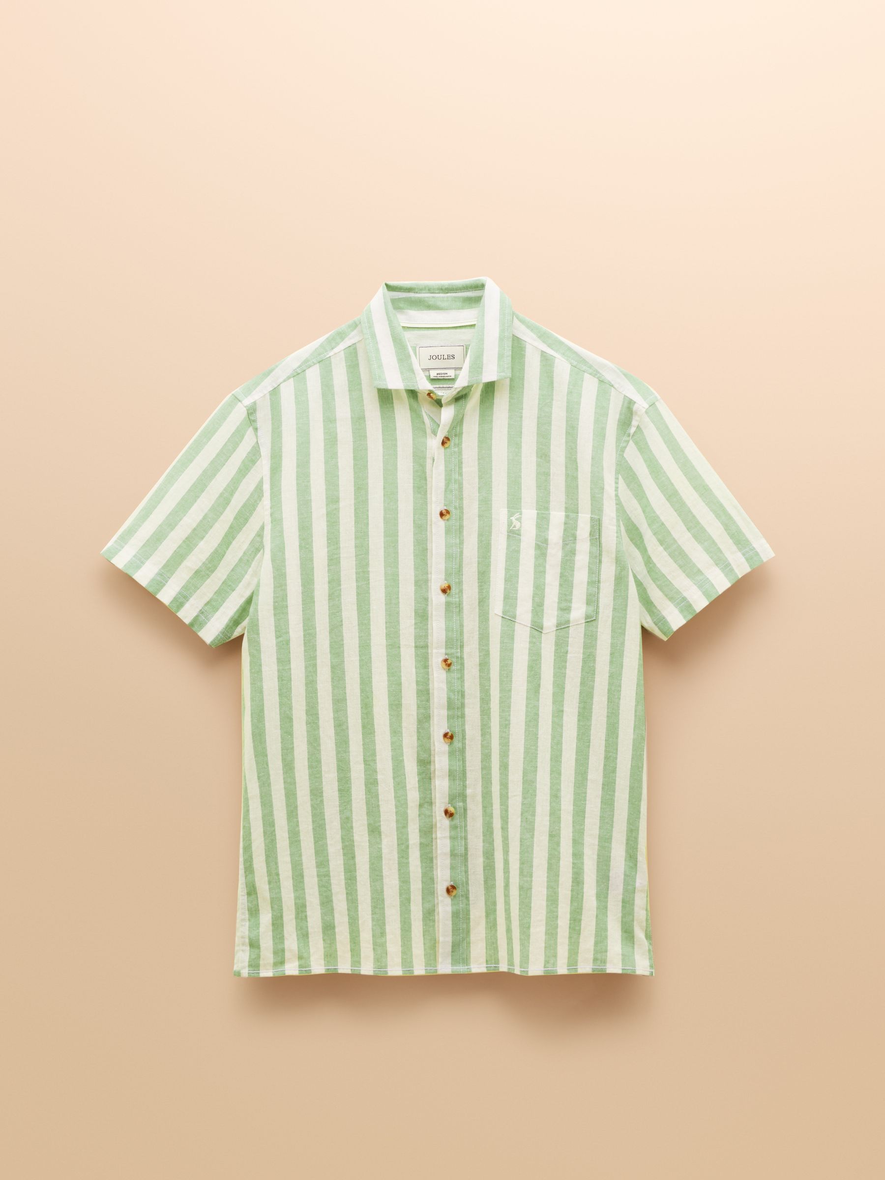 Linen Blend Green/ White Stripe Shirt - Image 10 of 10
