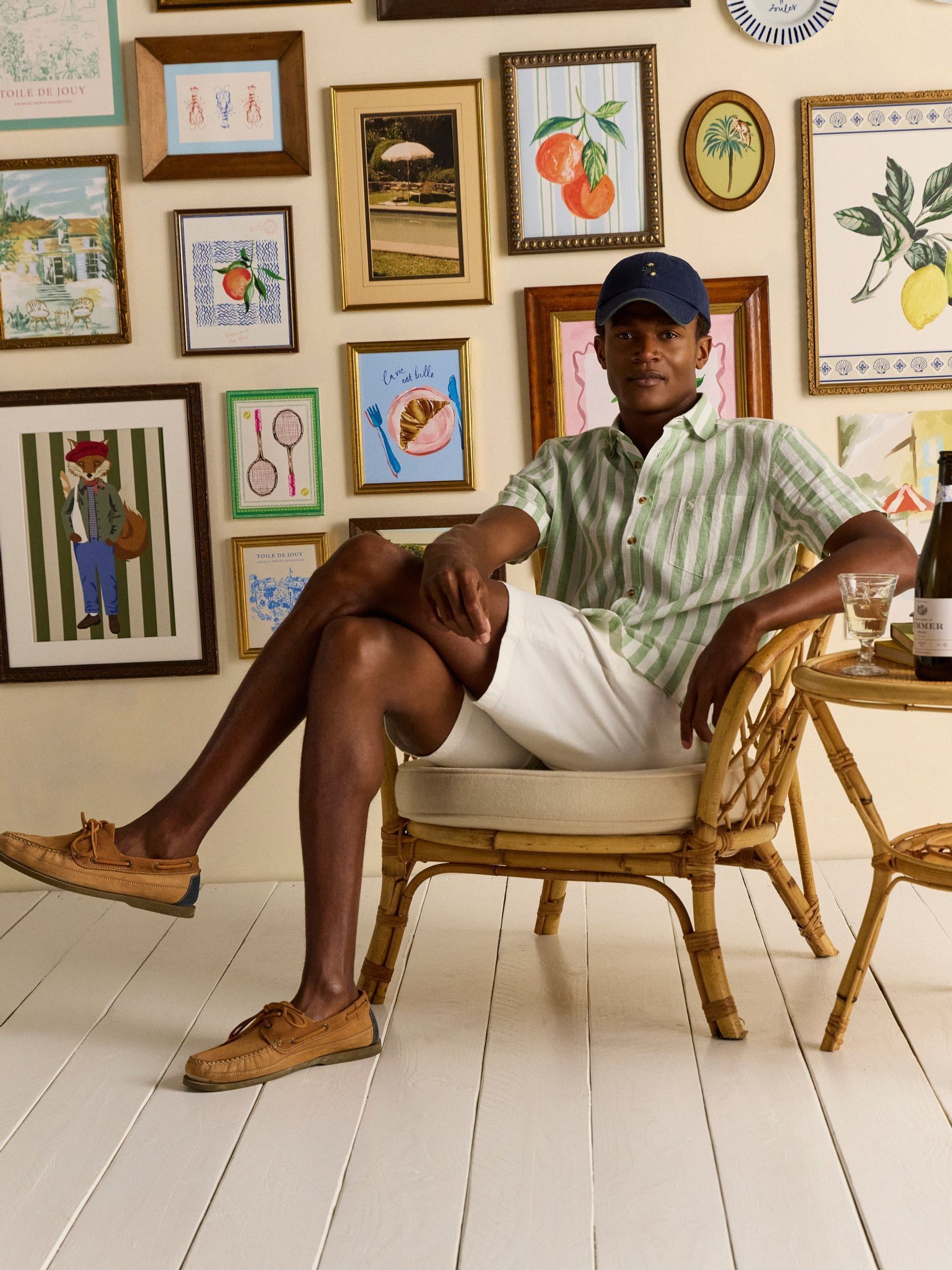 Linen Blend Green/ White Stripe Shirt - Image 3 of 10