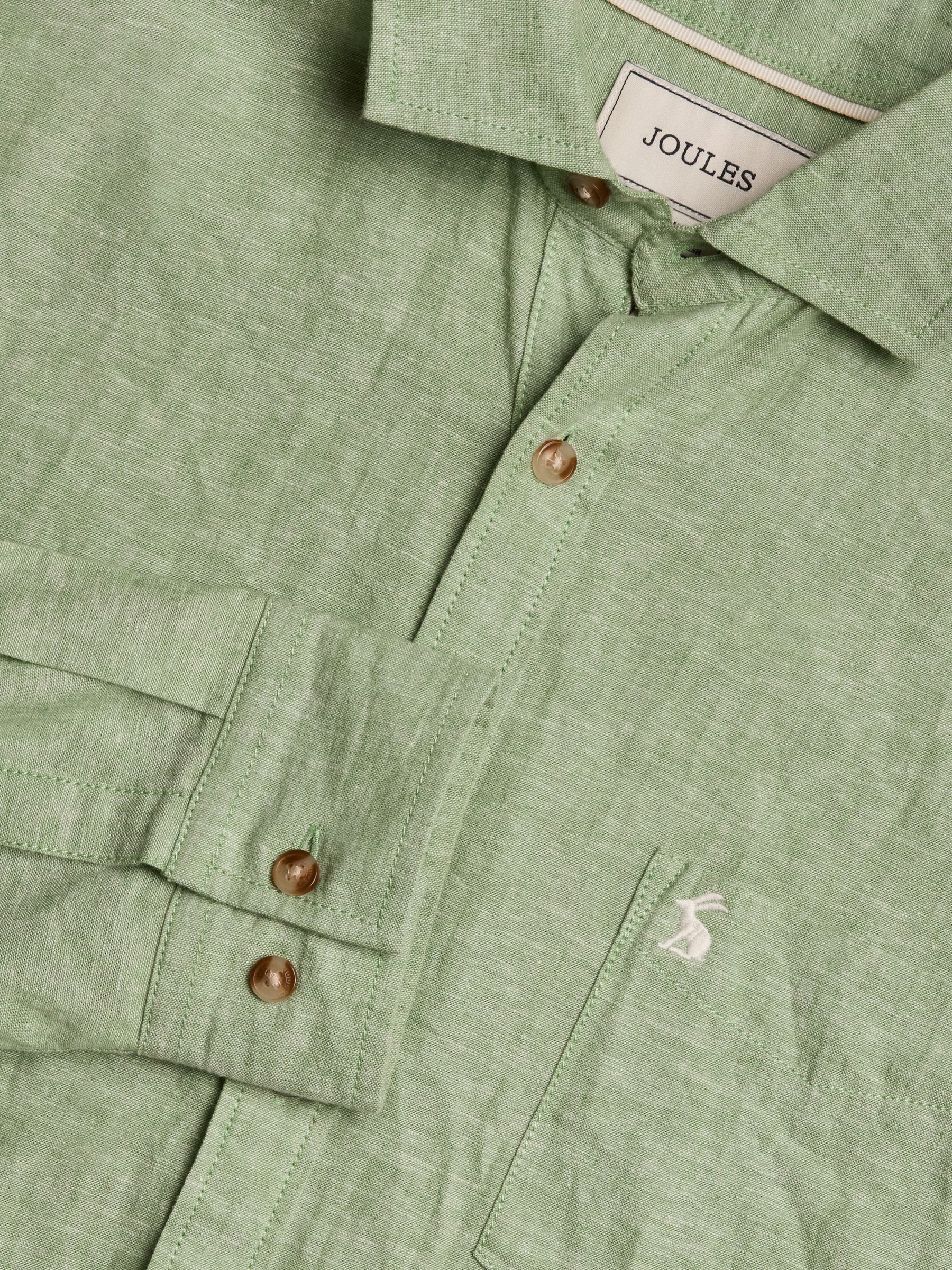 Linen Blend Green Long Sleeve Shirt - Image 1 of 8