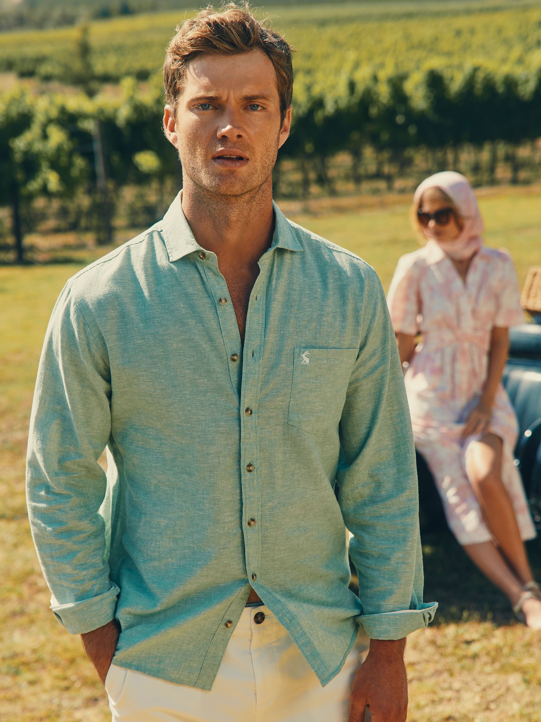 Linen Blend Green Long Sleeve Shirt - Image 2 of 8